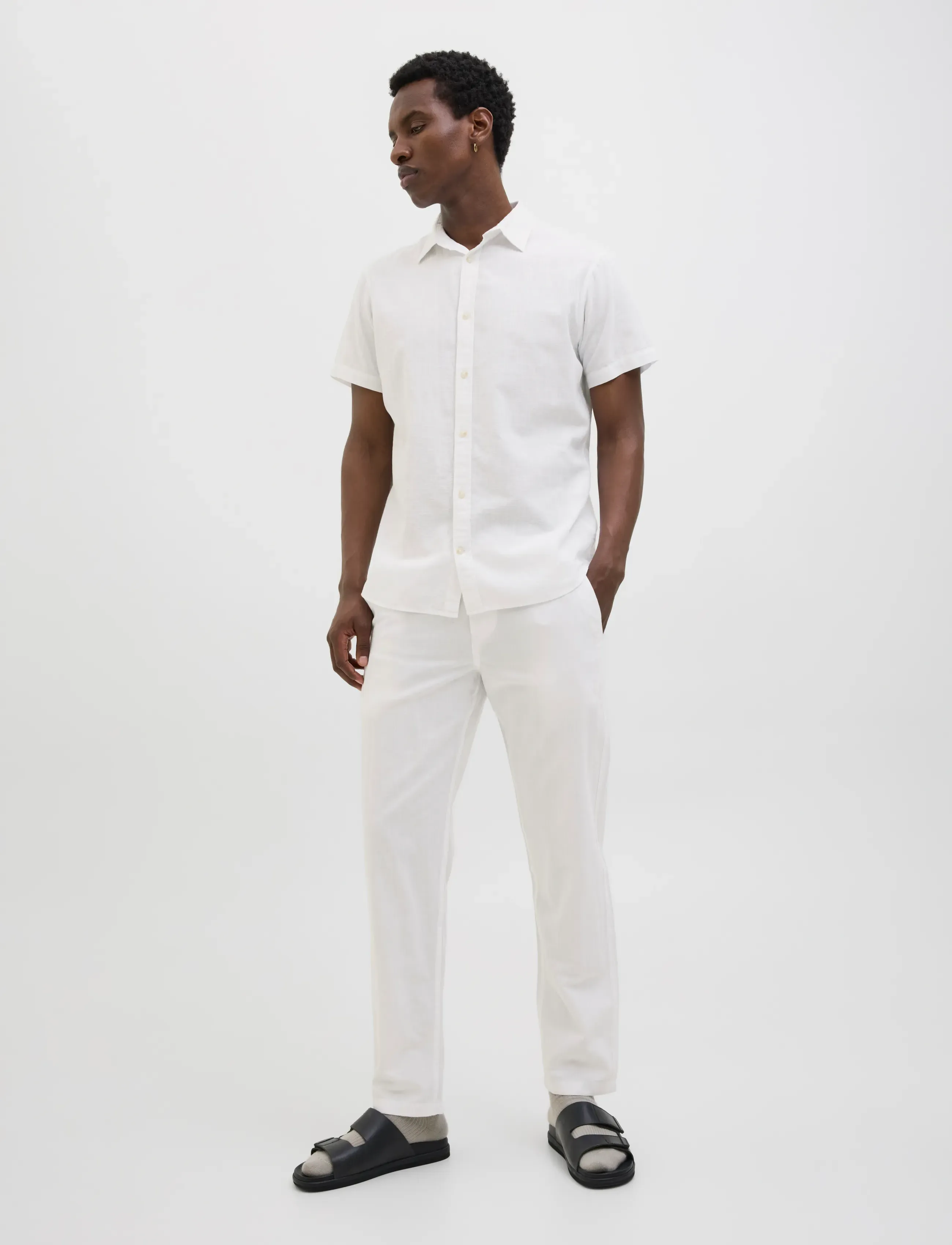 Jack & Jones - JPSTKANE SUMMER LINEN BLEND JOGGER SN - hørbukser - white - 4