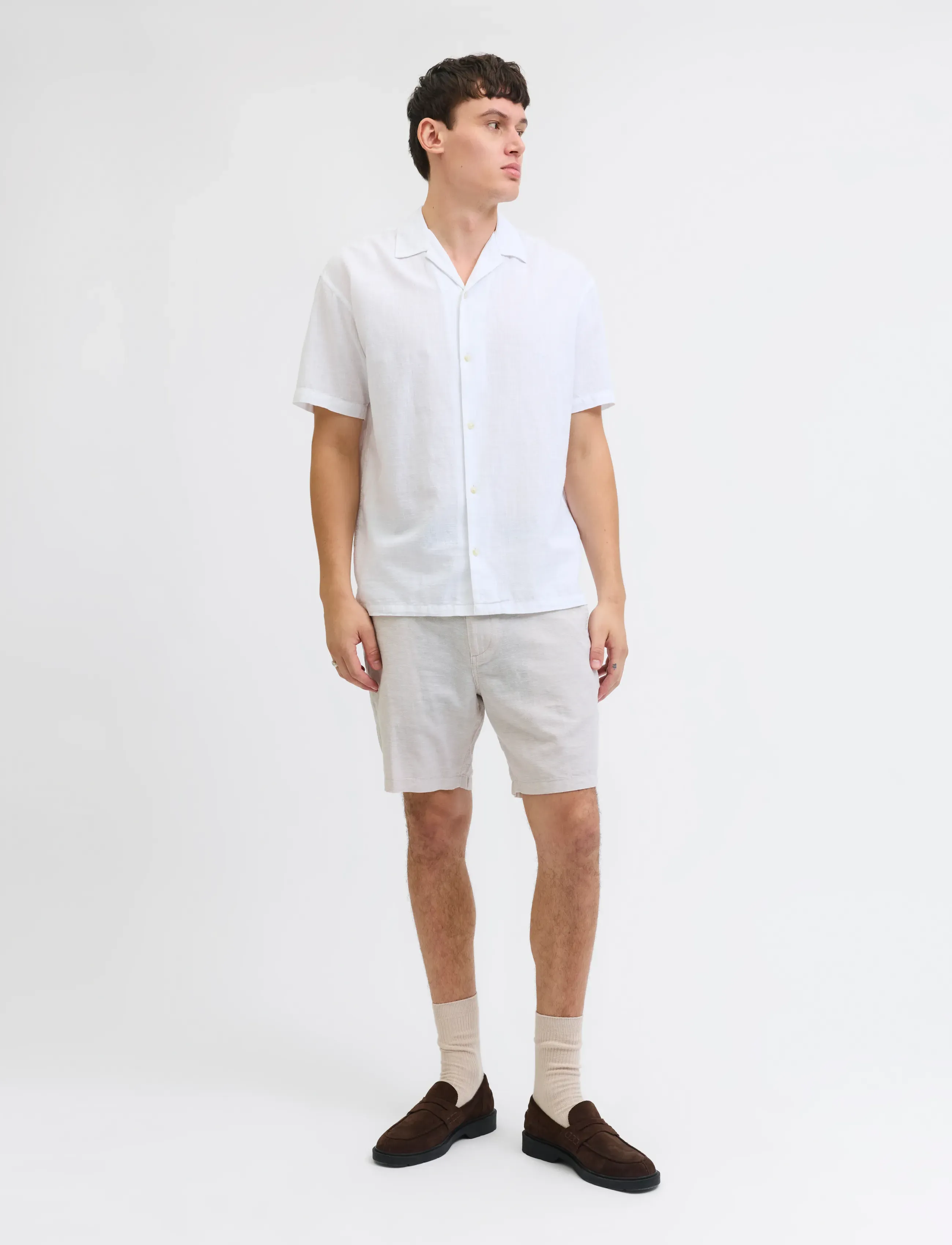 Jack & Jones - JPSTACE SUMMER LINEN BLEND SHORT REG SN - hørshorts - crockery - 4