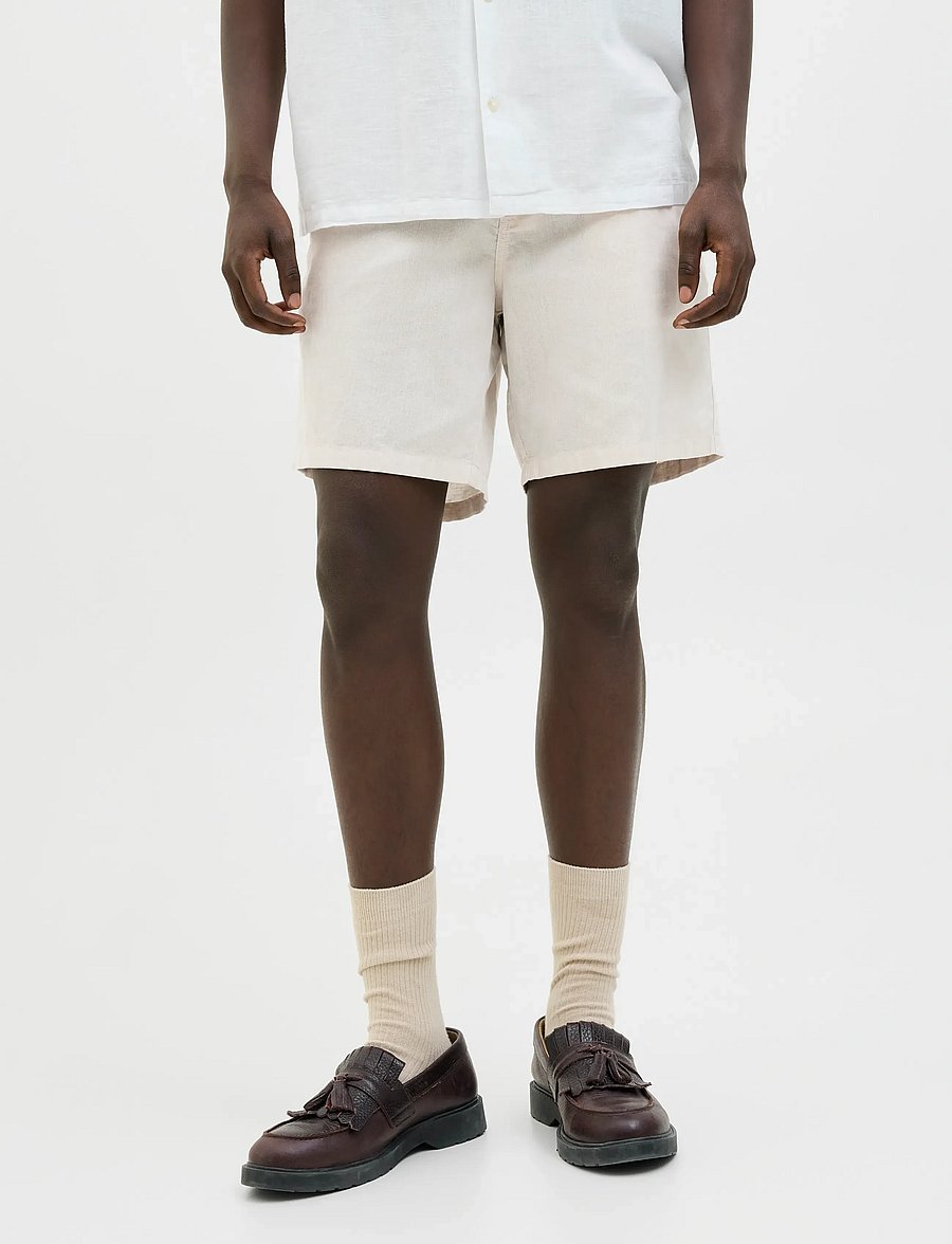 Jack & Jones - JPSTACE SUMMER LINEN BLEND SHORT REG SN - linen shorts - feather gray - 0