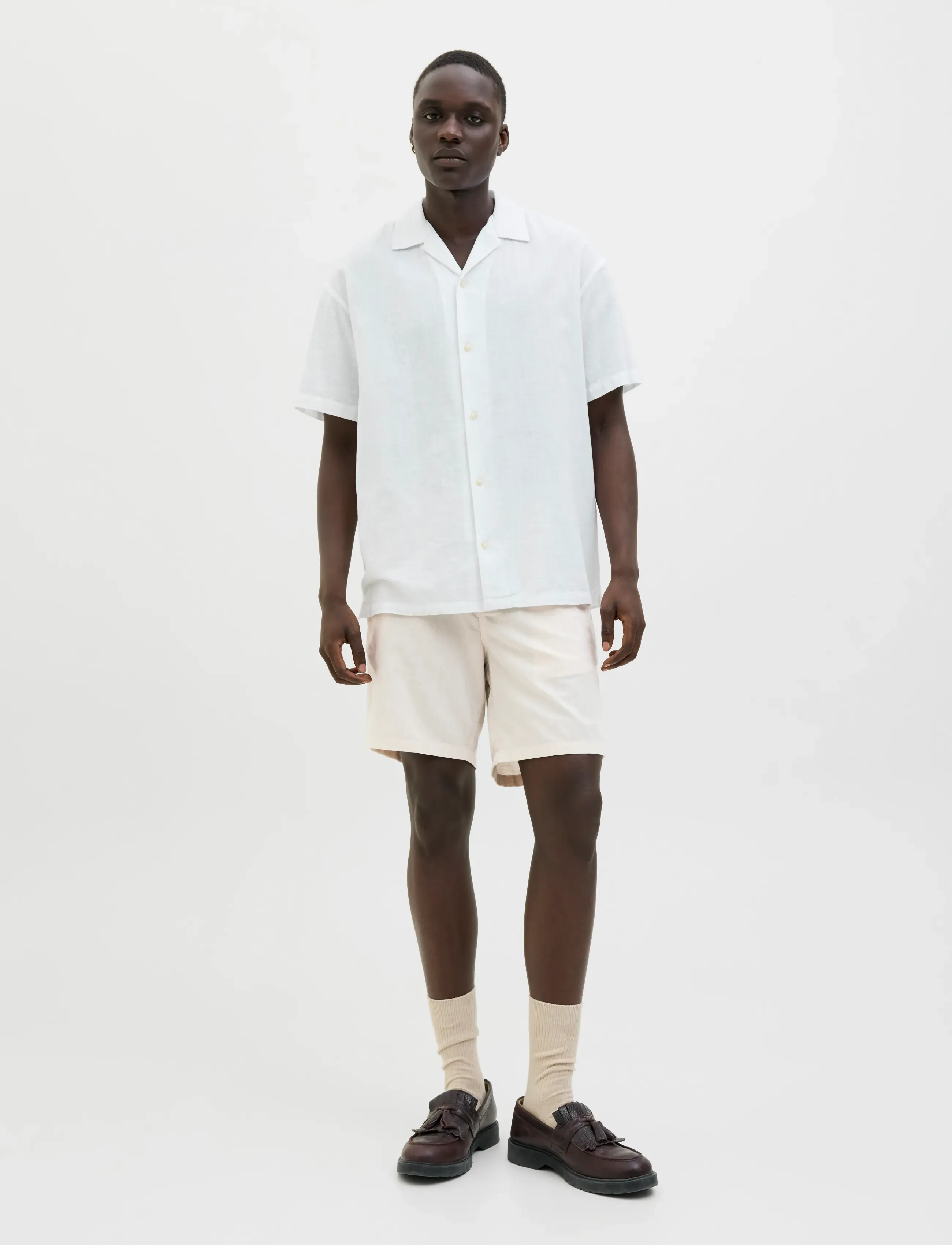 Jack & Jones - JPSTACE SUMMER LINEN BLEND SHORT REG SN - linased lühikesed püksid - feather gray - 4