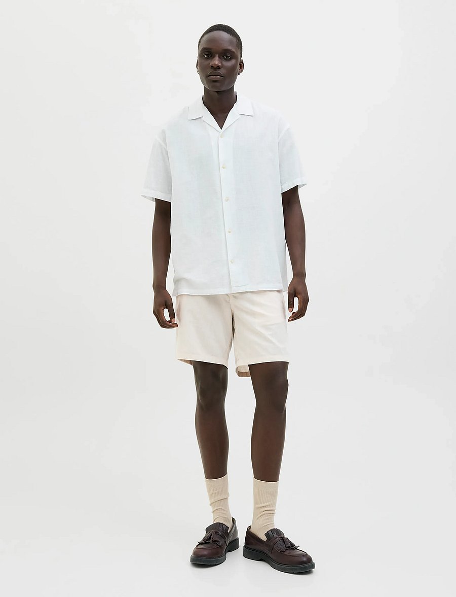 Jack & Jones - JPSTACE SUMMER LINEN BLEND SHORT REG SN - linen shorts - feather gray - 4
