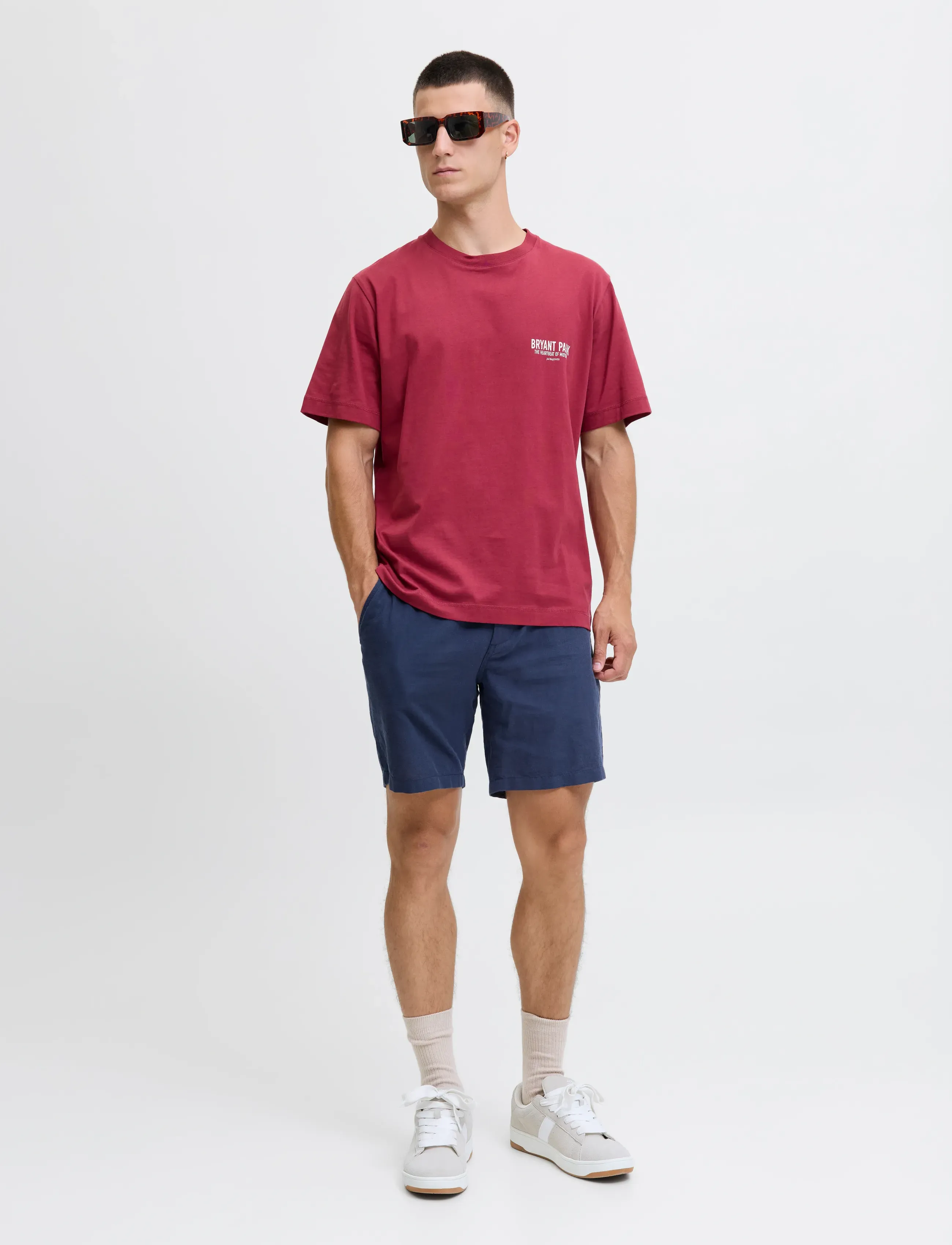 Jack & Jones - JPSTACE SUMMER LINEN BLEND SHORT REG SN - leinen-shorts - navy blazer - 4