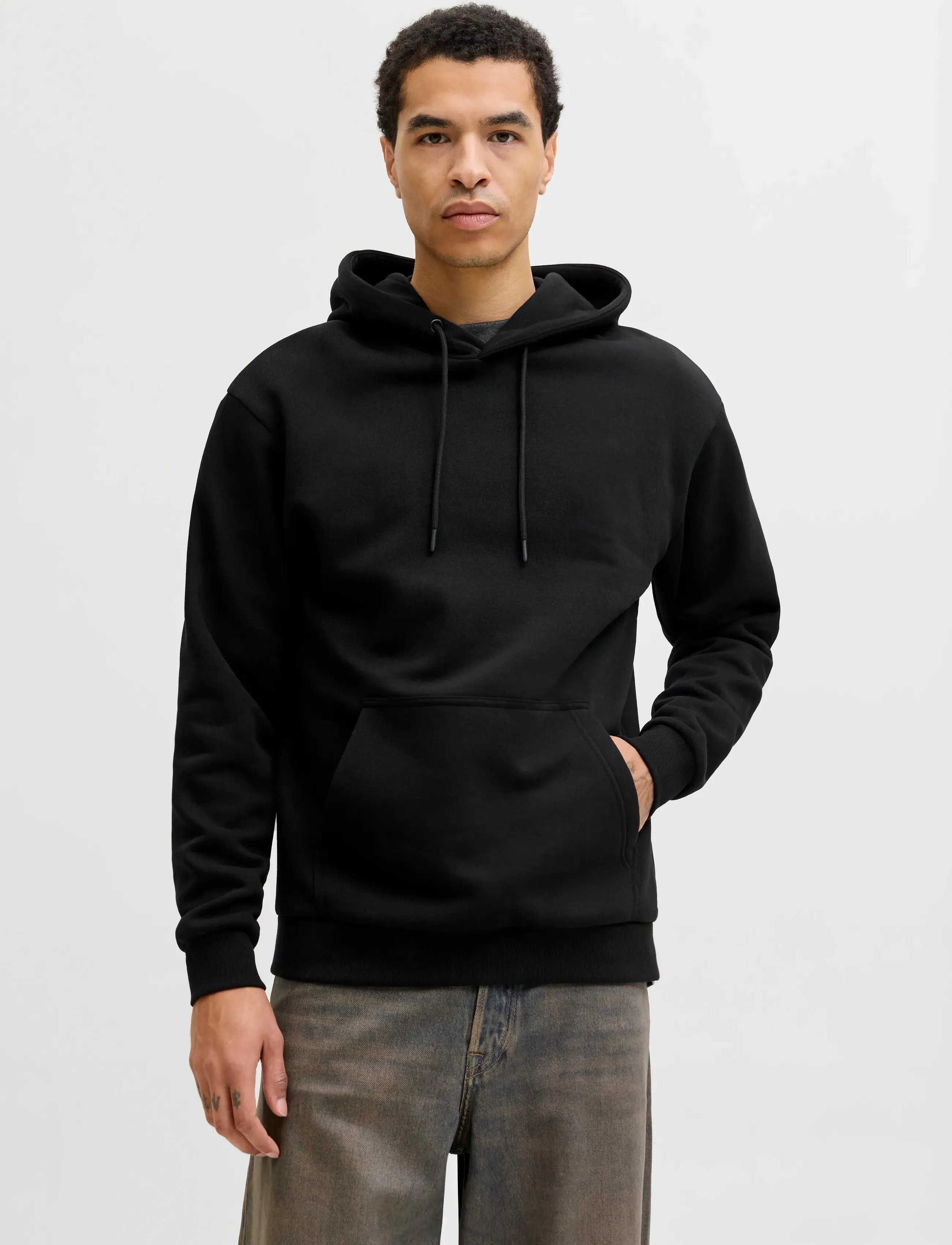Jack & Jones JJEBRADLEY SWEAT HOOD NOOS - Riided - BLACK / black