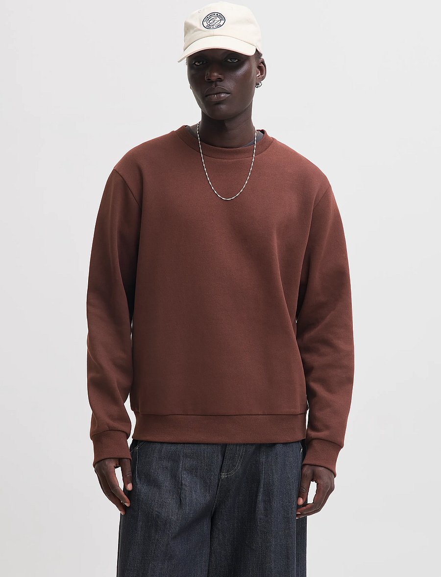 Jack & Jones - JJEBRADLEY SWEAT CREW NOOS - sweatshirts - bitter chocolate - 0