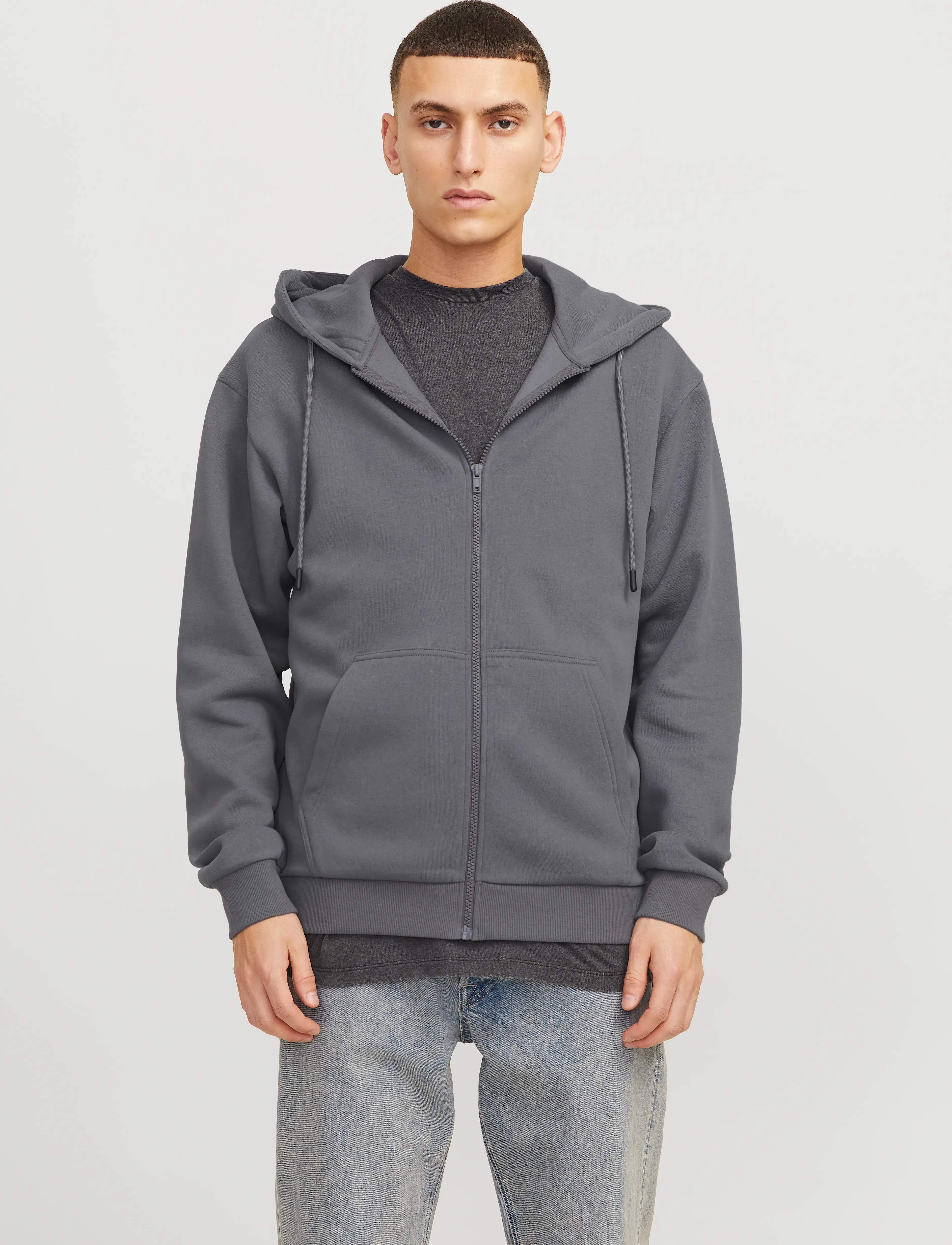 Jack & Jones Jjebradley Sweat Zip Hood Noos, XXL, Grey, Sweatshirts & Hættetrøjer > Hættetrøjer, Herre