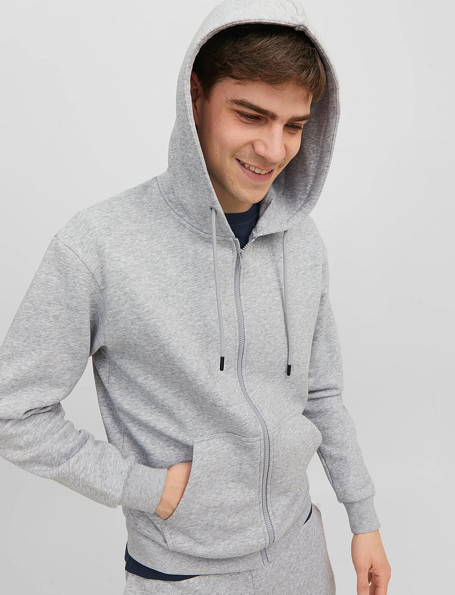 Jack & Jones - JJEBRADLEY SWEAT ZIP HOOD NOOS - kapuzenpullover - light grey melange - 4