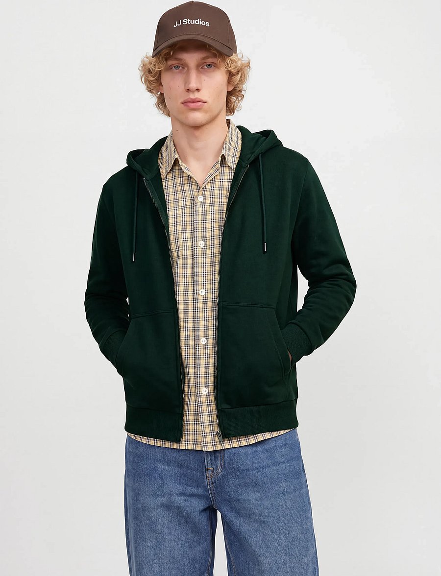 Jack & Jones - JJEBRADLEY SWEAT ZIP HOOD NOOS - kapuutsiga pusad - scarab - 0