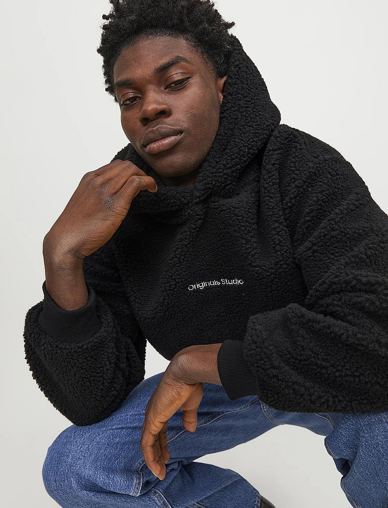 Jack & Jones - JORVESTERBRO TEDDY SWEAT HOOD SN - fleece-pullover - black - 5