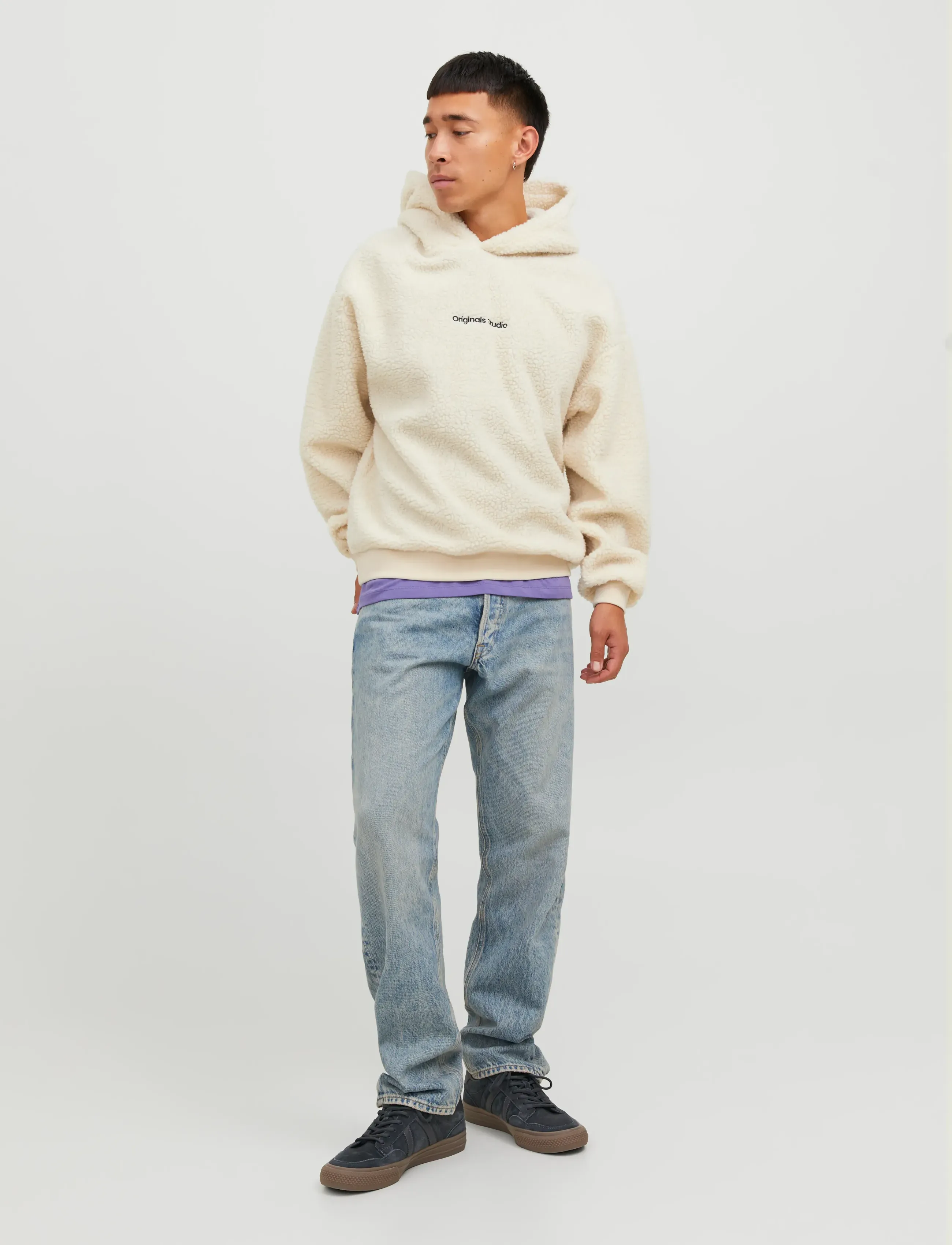 Jack & Jones Jorvesterbro Teddy Sweat Hood Sn, Mænd, Teddy Hættetrøje, Cream, Str: XL
