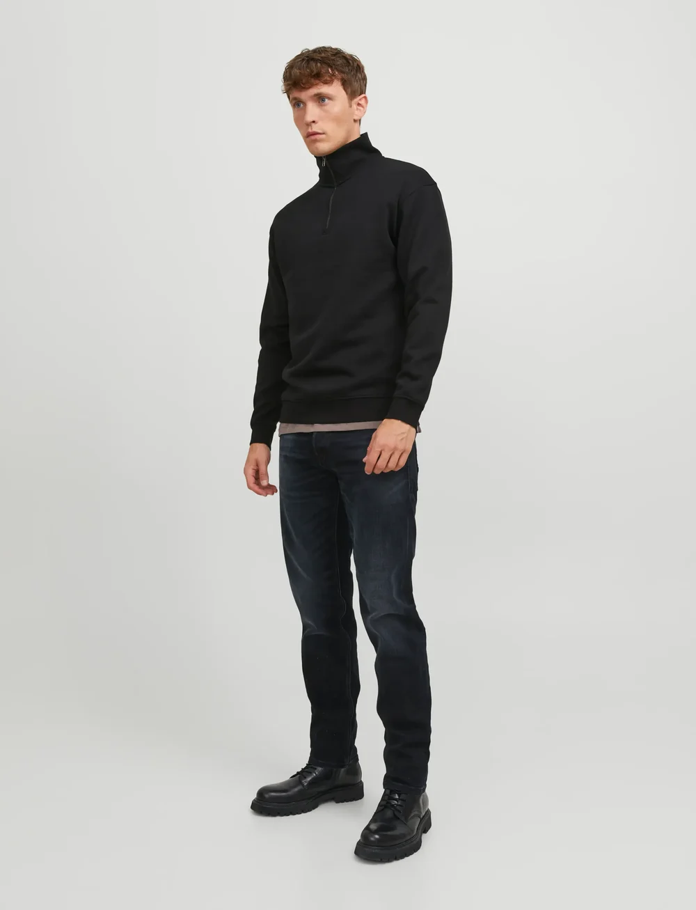 Jack & Jones - JJEBRADLEY SWEAT HALF ZIP NOOS - kollektionen - black - 0