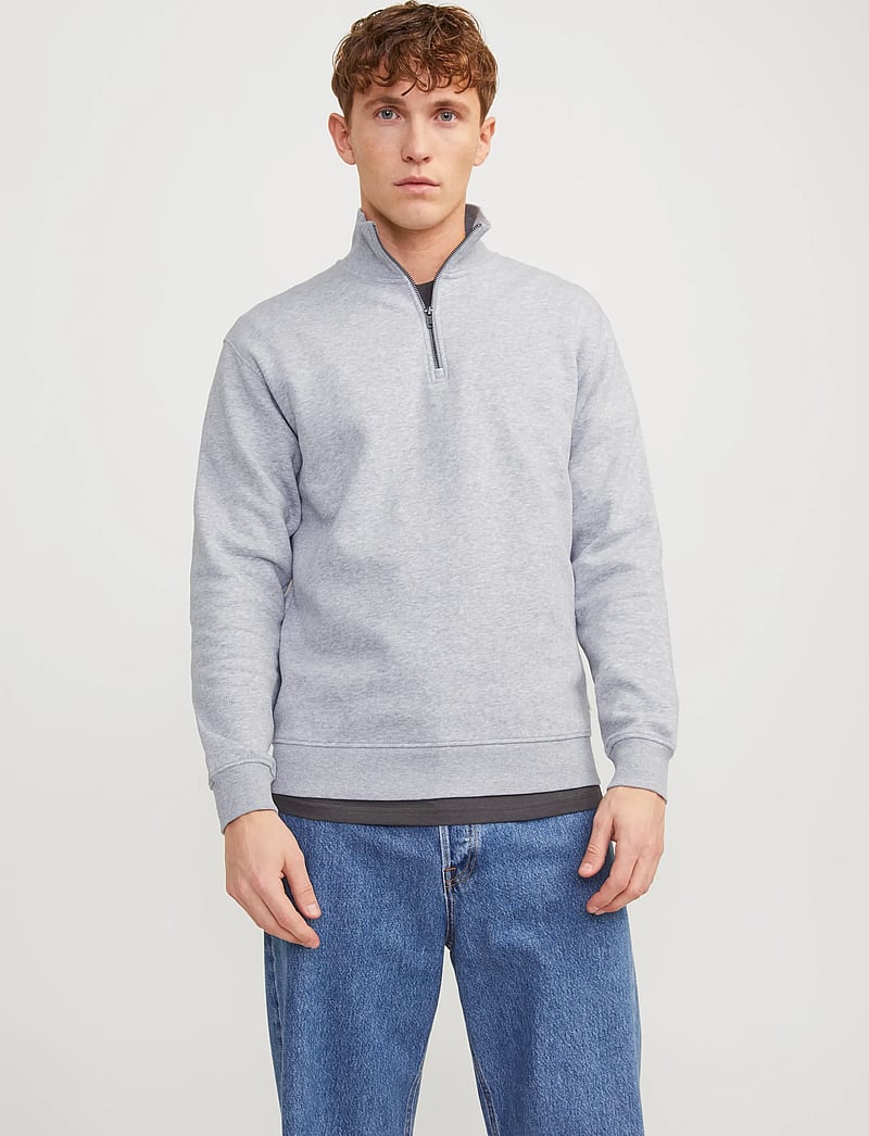 Jack & Jones - JJEBRADLEY SWEAT HALF ZIP NOOS - urlaubsfavoriten - light grey melange - 0