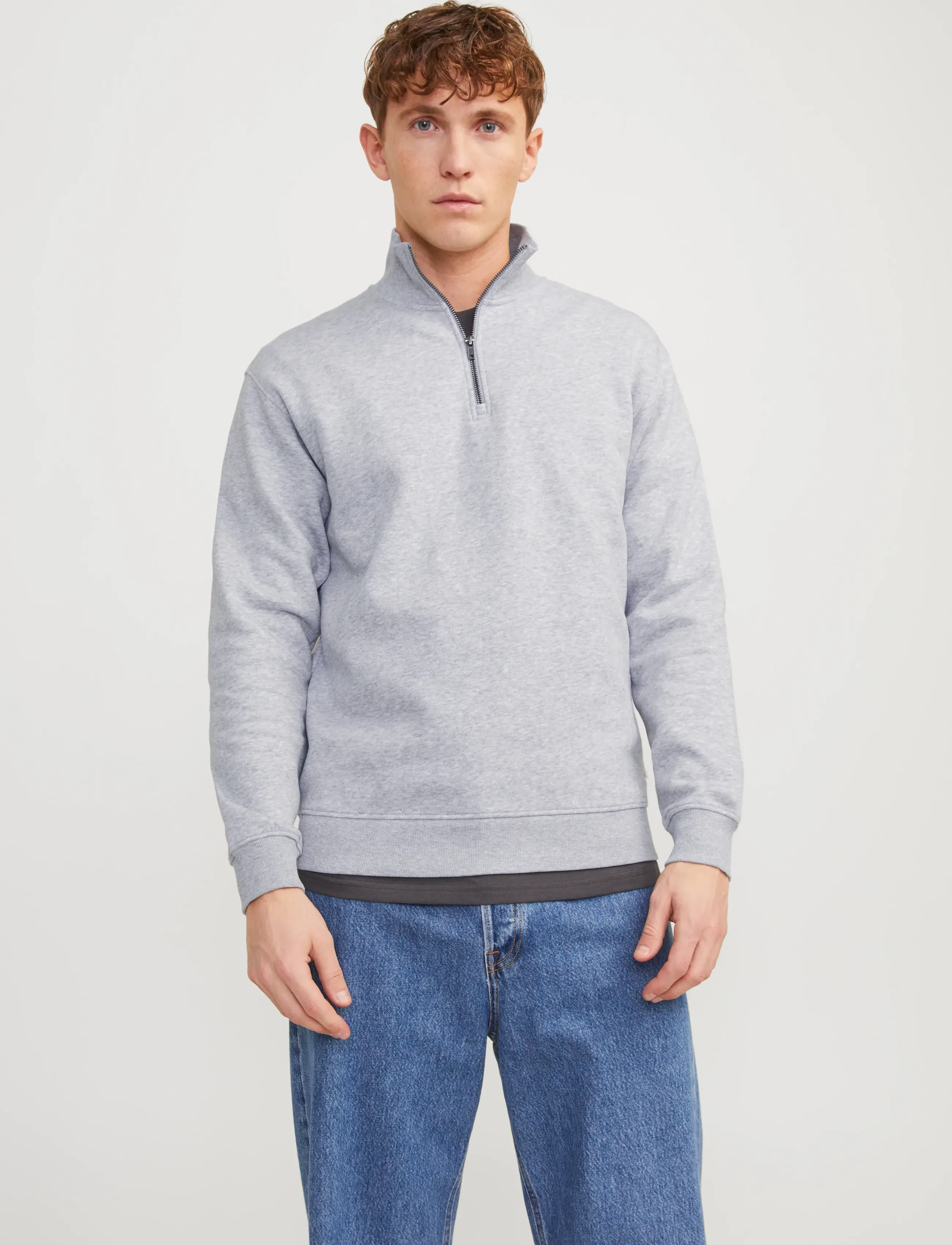 Jack & Jones - JJEBRADLEY SWEAT HALF ZIP NOOS - vacation essentials - light grey melange - 0