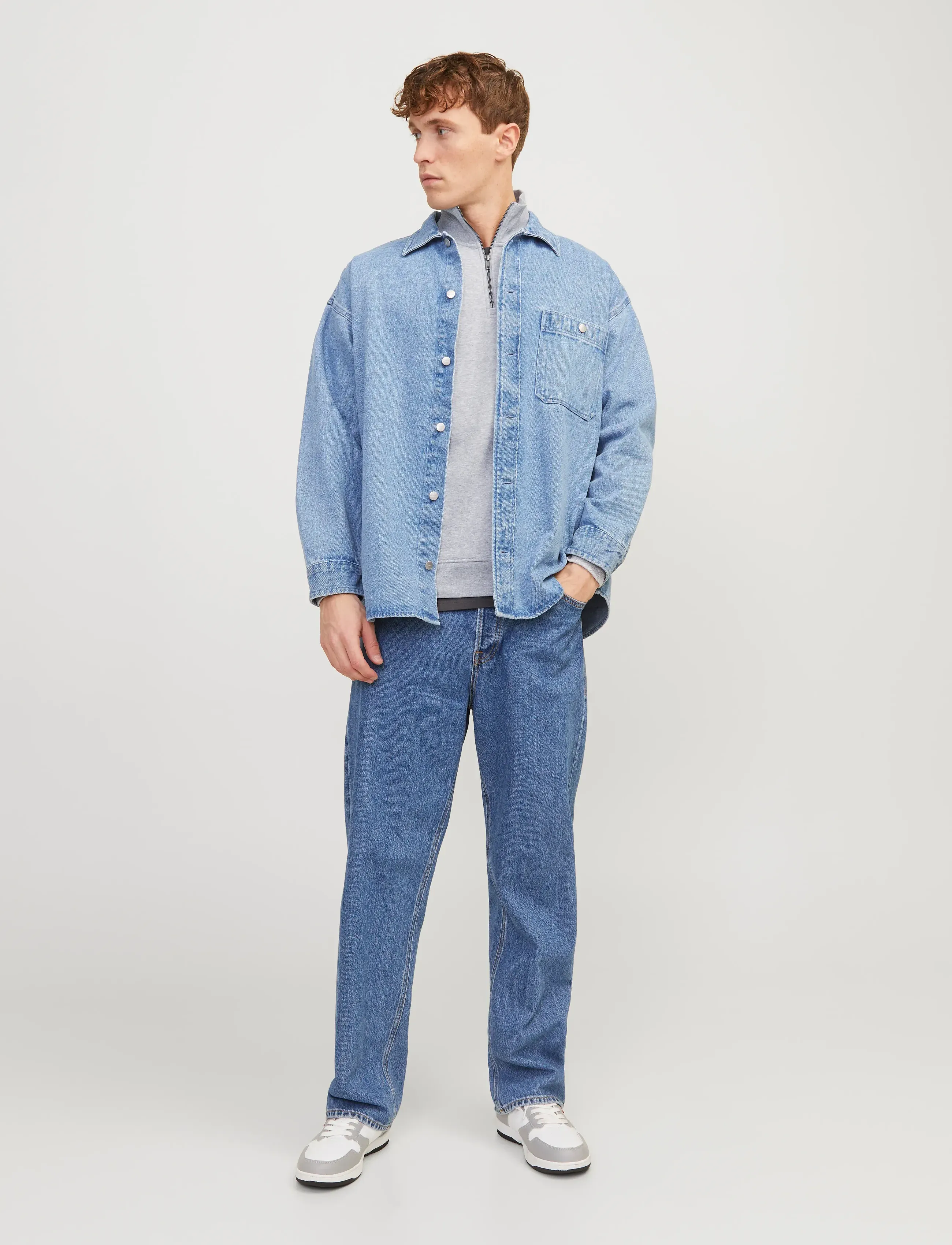 Jack & Jones - JJEBRADLEY SWEAT HALF ZIP NOOS - vacation essentials - light grey melange - 3