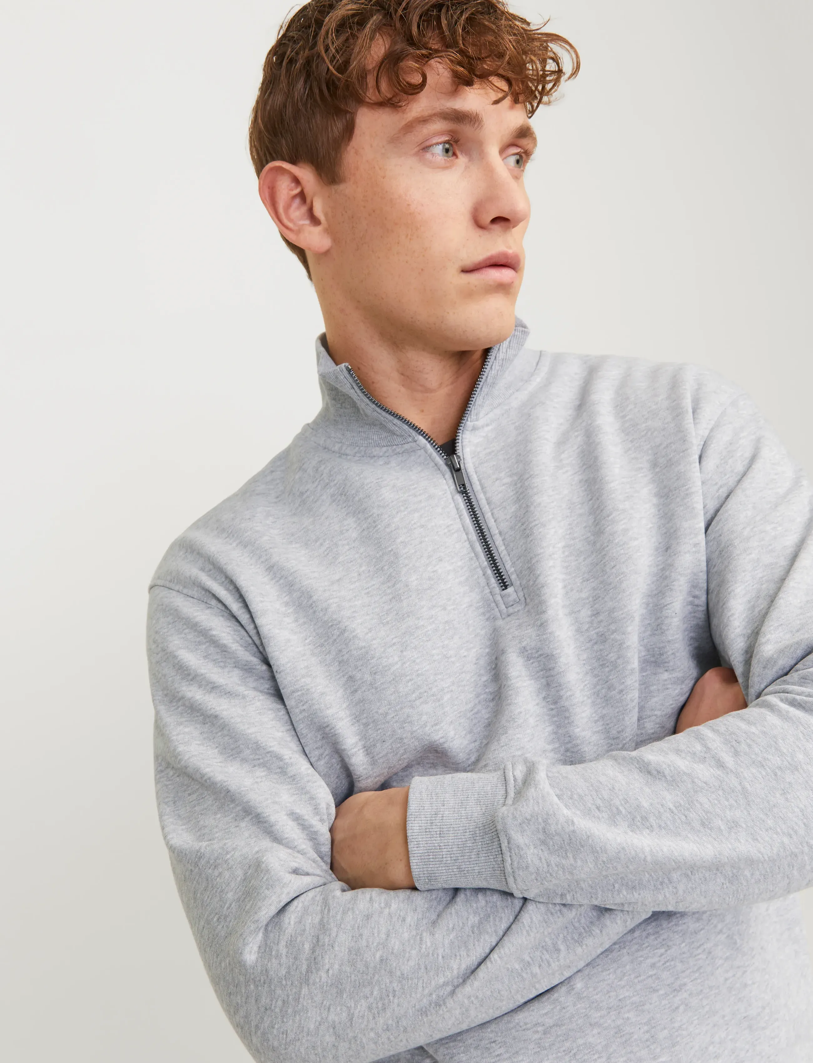 Jack & Jones - JJEBRADLEY SWEAT HALF ZIP NOOS - vacation essentials - light grey melange - 5