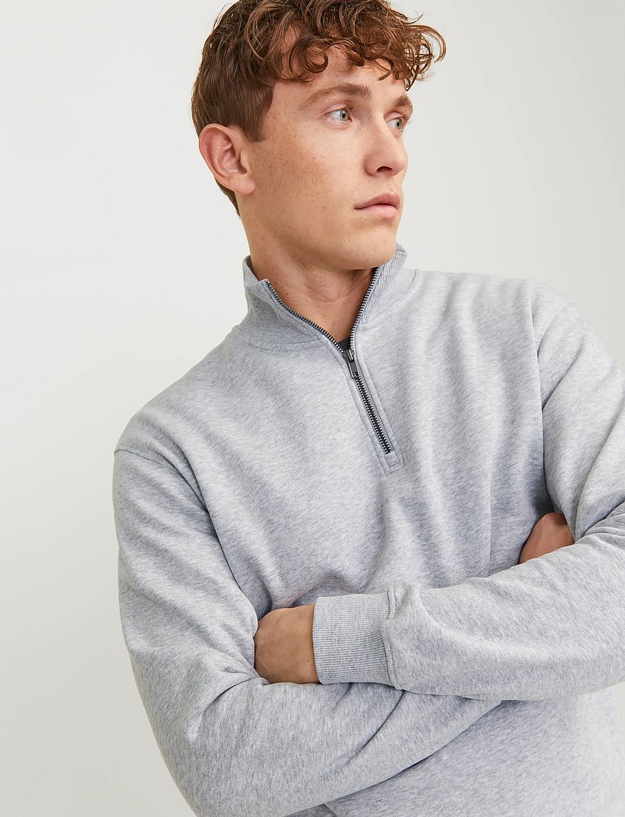 Jack & Jones - JJEBRADLEY SWEAT HALF ZIP NOOS - vacation essentials - light grey melange - 5