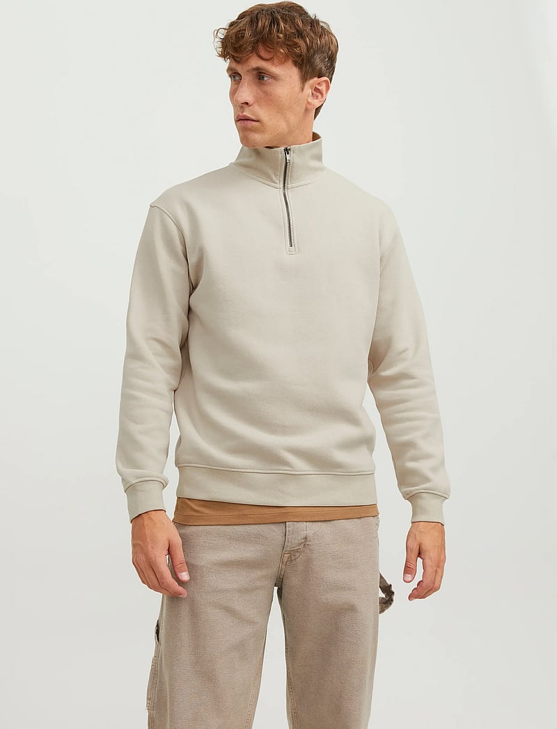 Jack & Jones - JJEBRADLEY SWEAT HALF ZIP NOOS - kollektioner - moonbeam - 0