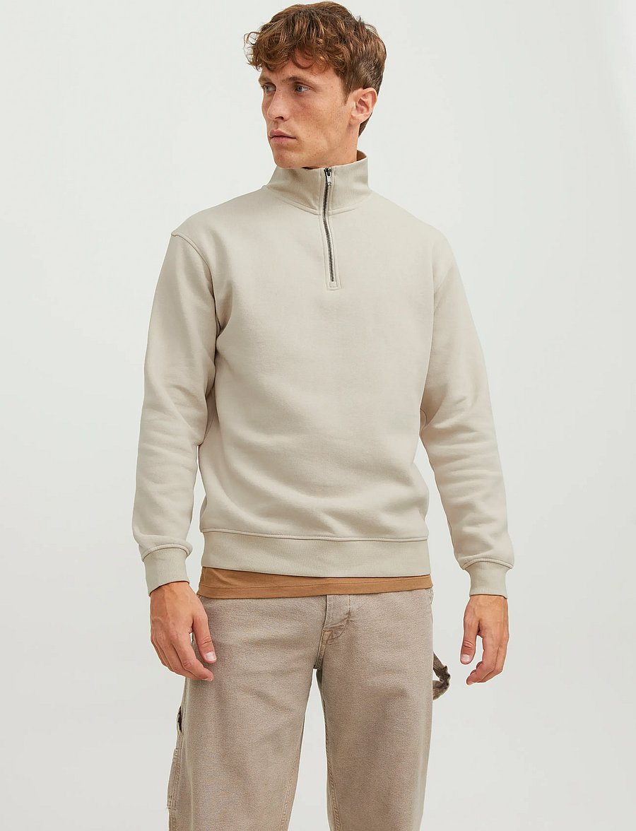 Jack & Jones - JJEBRADLEY SWEAT HALF ZIP NOOS - urlaubsfavoriten - moonbeam - 0