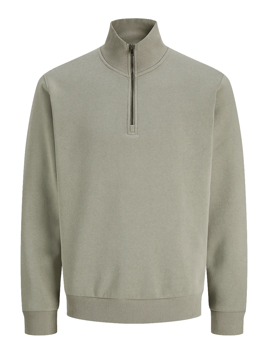 Jack & Jones - JJEBRADLEY SWEAT HALF ZIP NOOS - puhkuse põhitooted - vetiver - 1