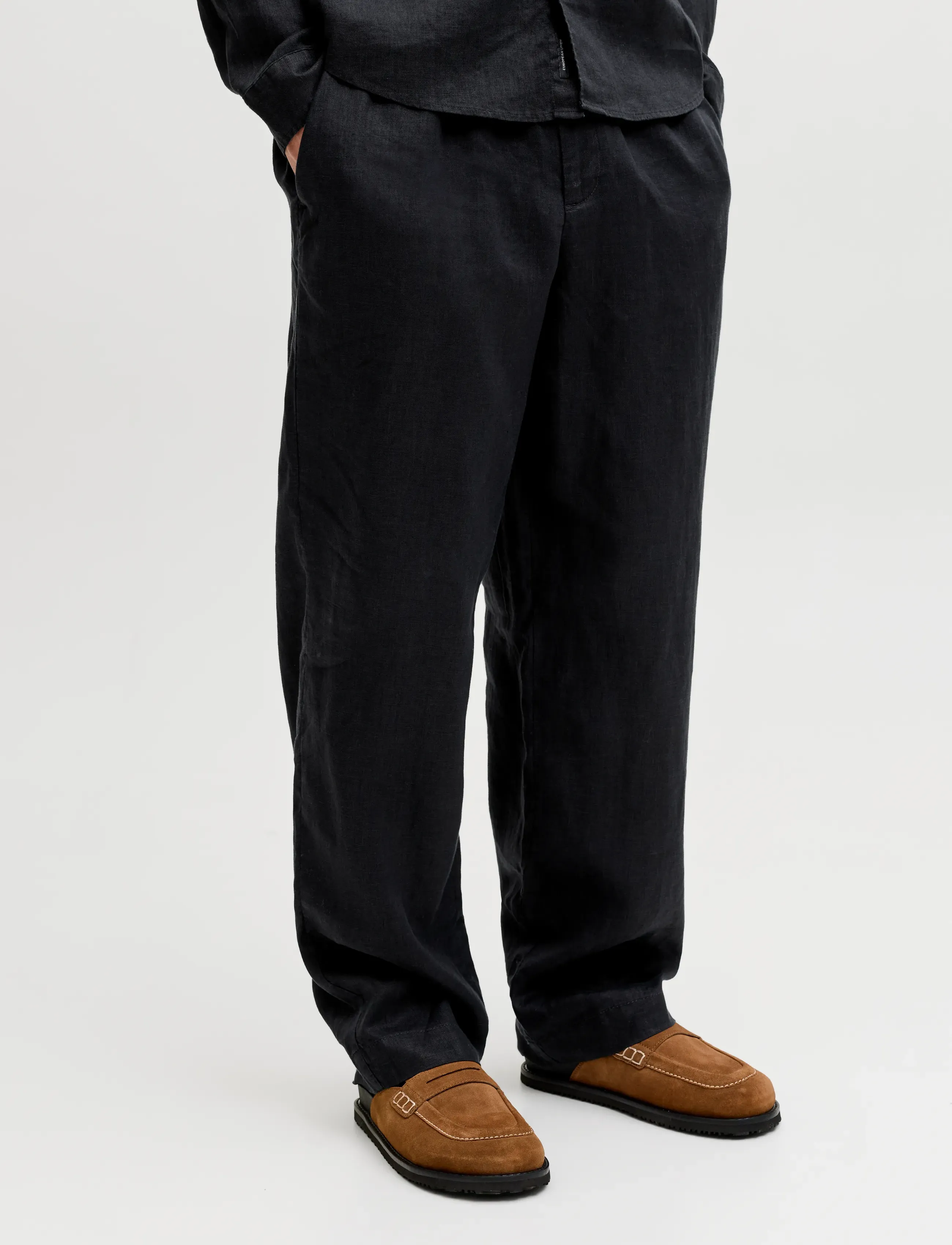 Jack & Jones JPSTKARL LAWRENCE LINEN CHINO SN - Erbjudanden - BLACK / black