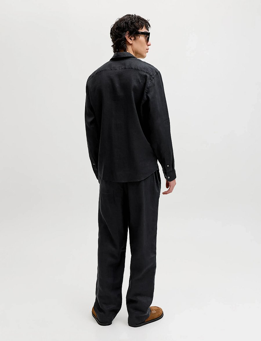 Jack & Jones - JPSTKARL LAWRENCE LINEN CHINO SN - leinenhosen - black - 3
