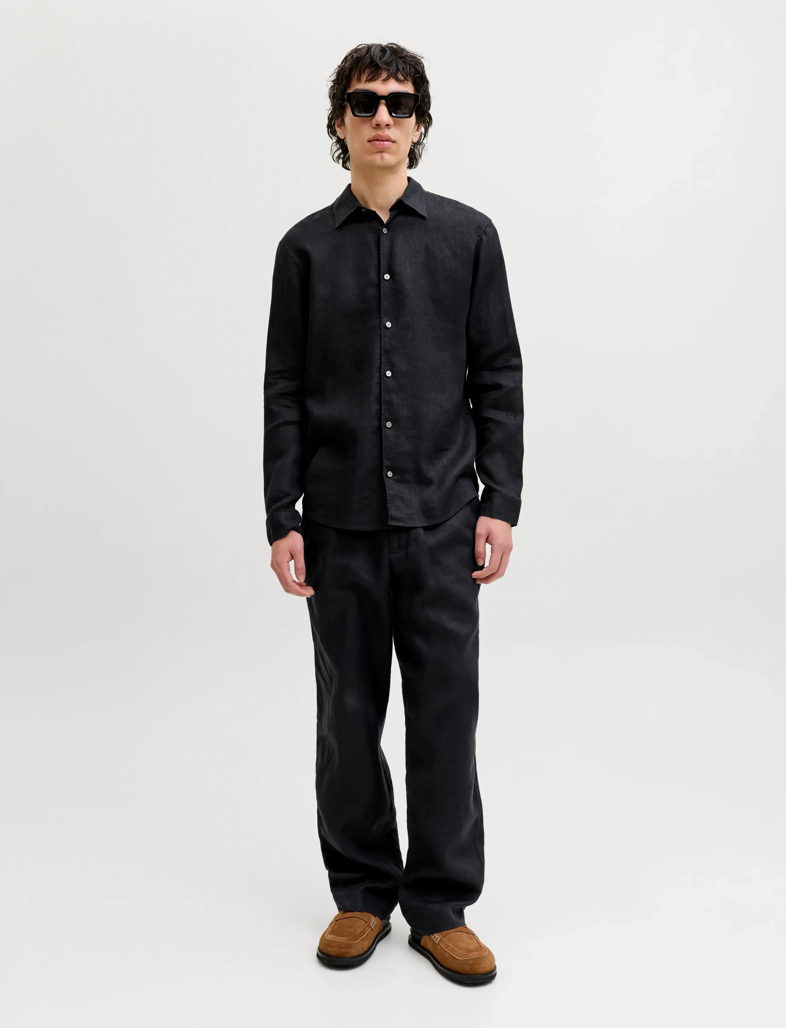 Jack & Jones - JPSTKARL LAWRENCE LINEN CHINO SN - spodnie lniane - black - 4