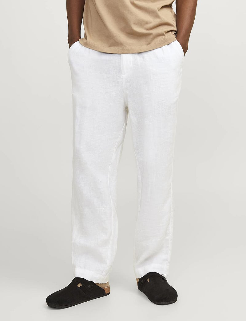 Jack & Jones - JPSTKARL LAWRENCE LINEN CHINO SN - linnebyxor - bright white - 0
