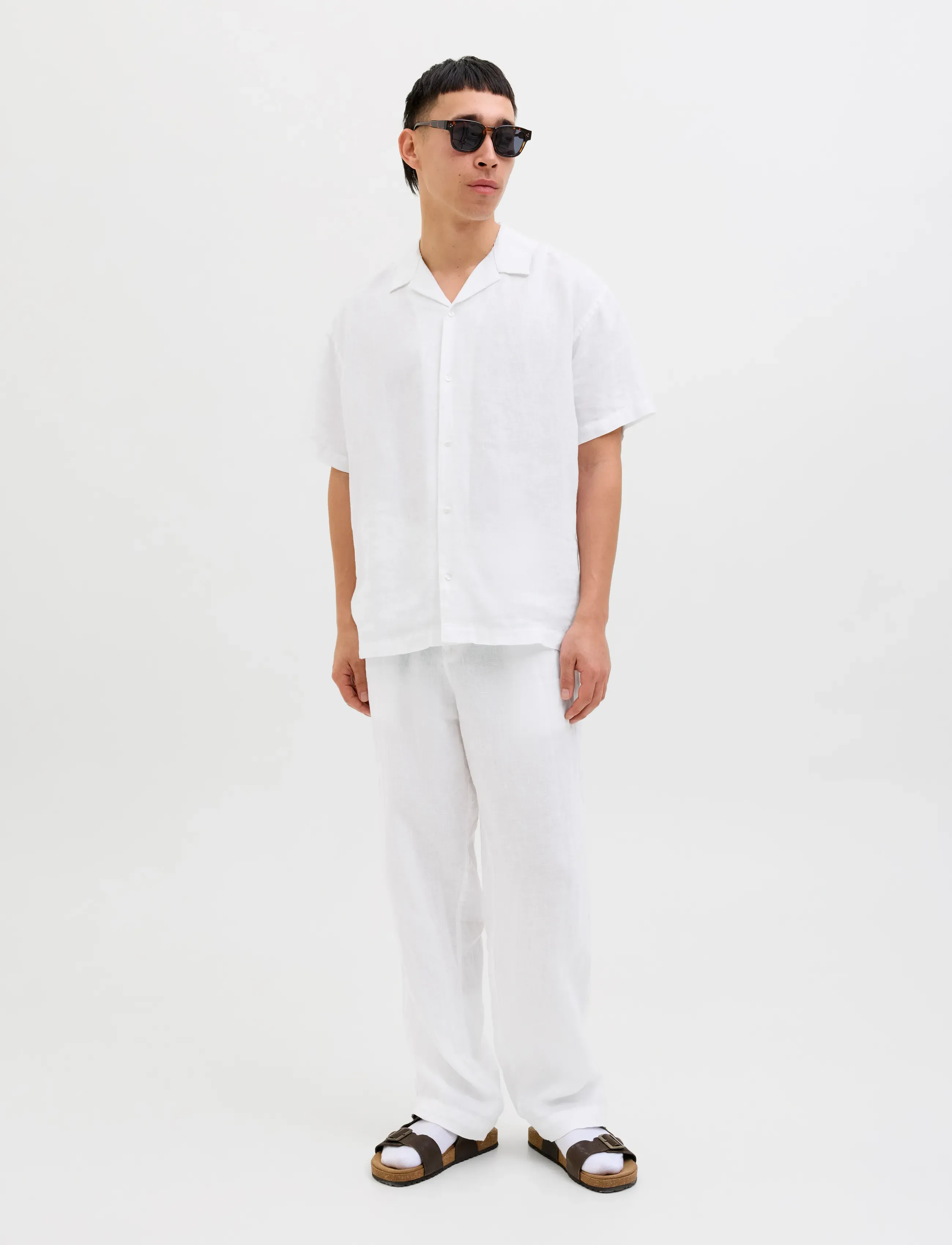 Jack & Jones - JPSTKARL LAWRENCE LINEN CHINO SN - hørbukser - bright white - 4