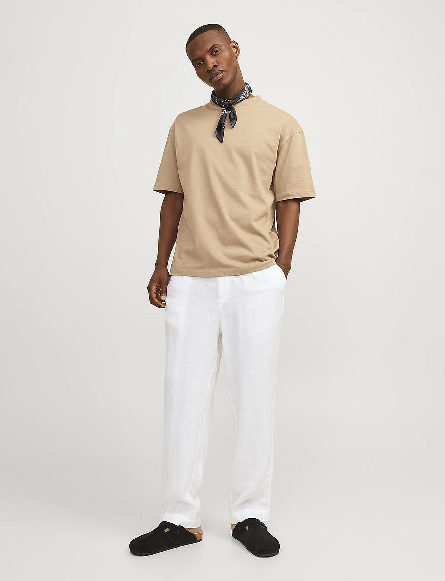 Jack & Jones - JPSTKARL LAWRENCE LINEN CHINO SN - hørbukser - bright white - 5