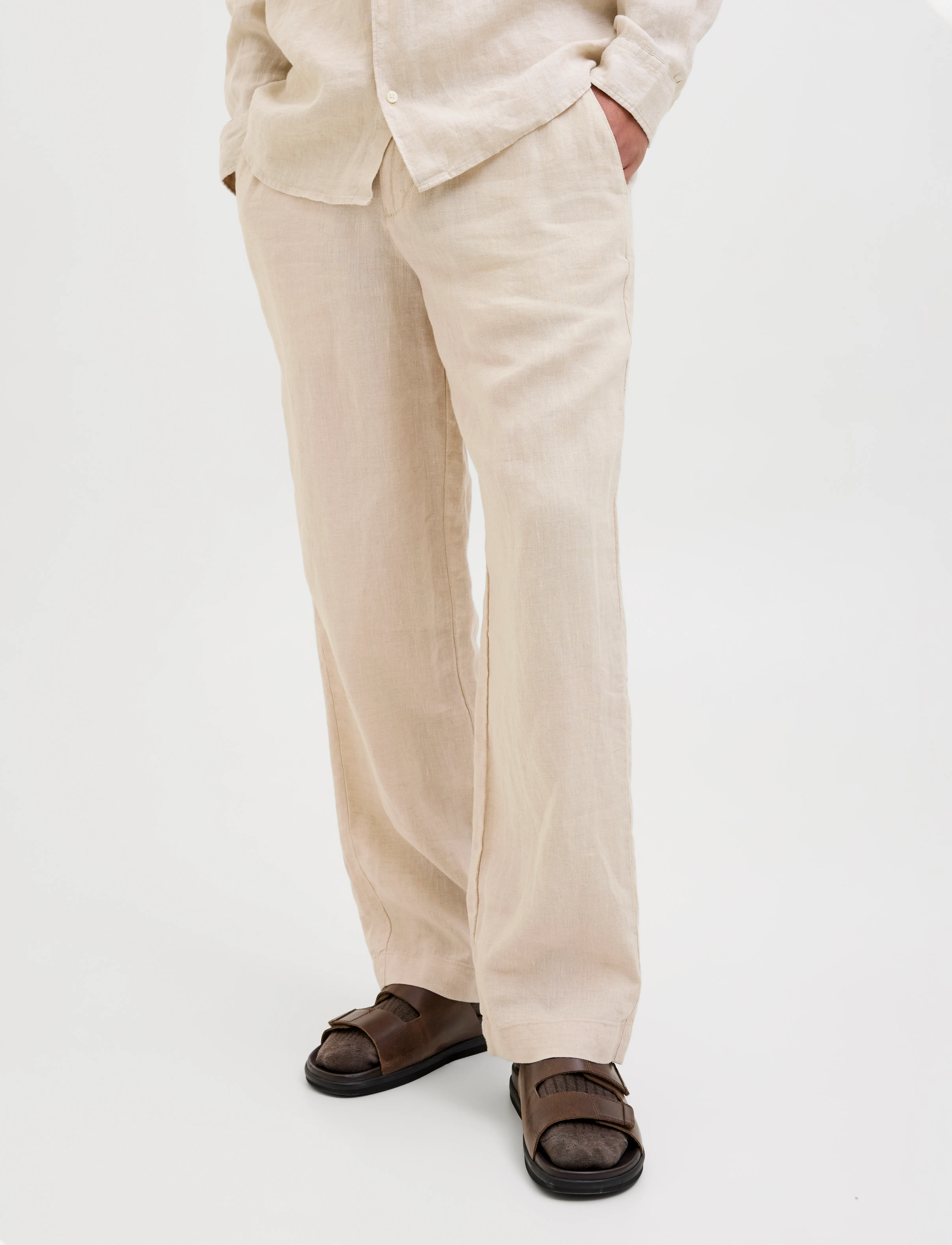 Jack & Jones Jpstkarl Lawrence Linen Chino Sn, M, Trousers, Beige - Männerswear