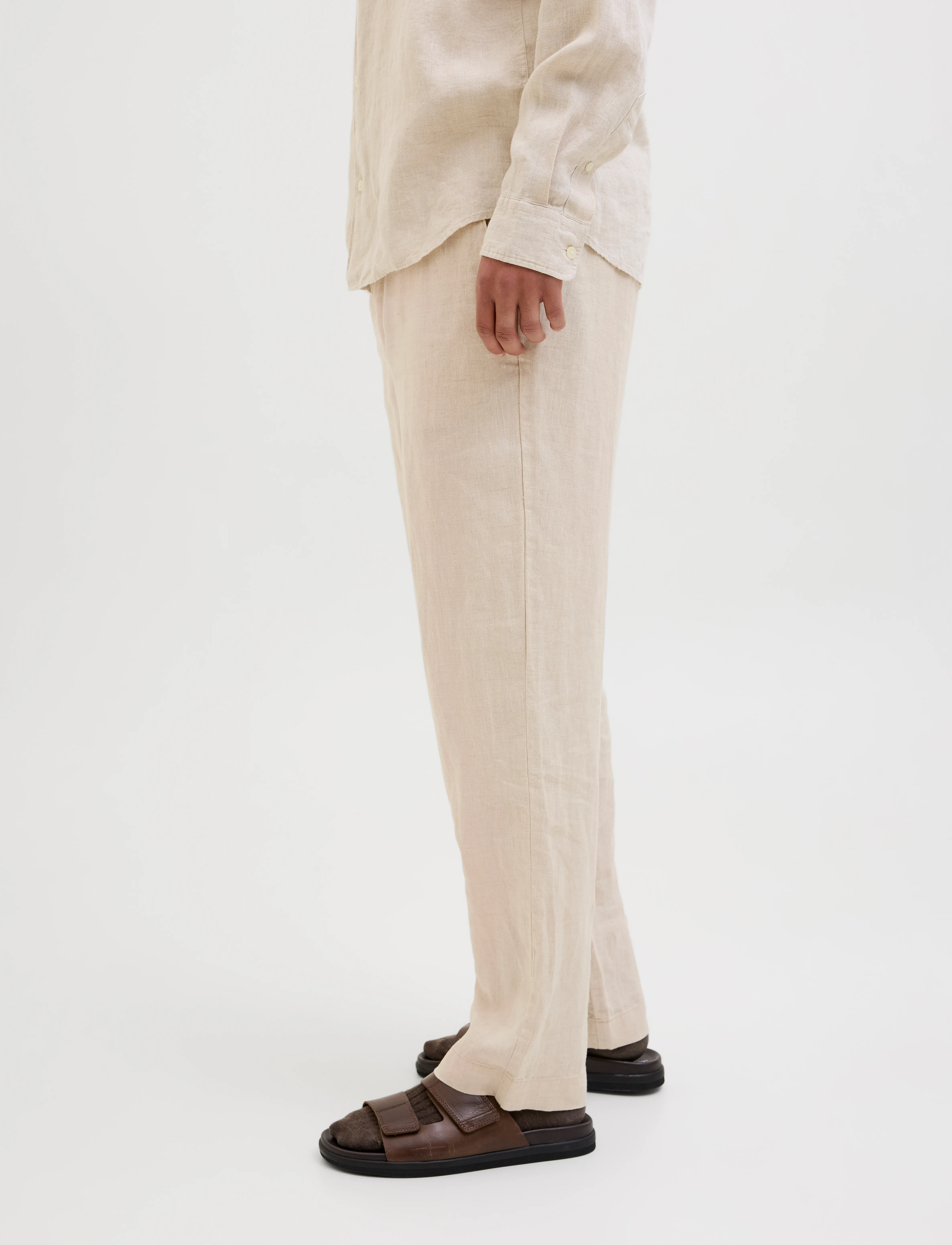 Jack & Jones - JPSTKARL LAWRENCE LINEN CHINO SN - leinenhosen - silver lining - 5