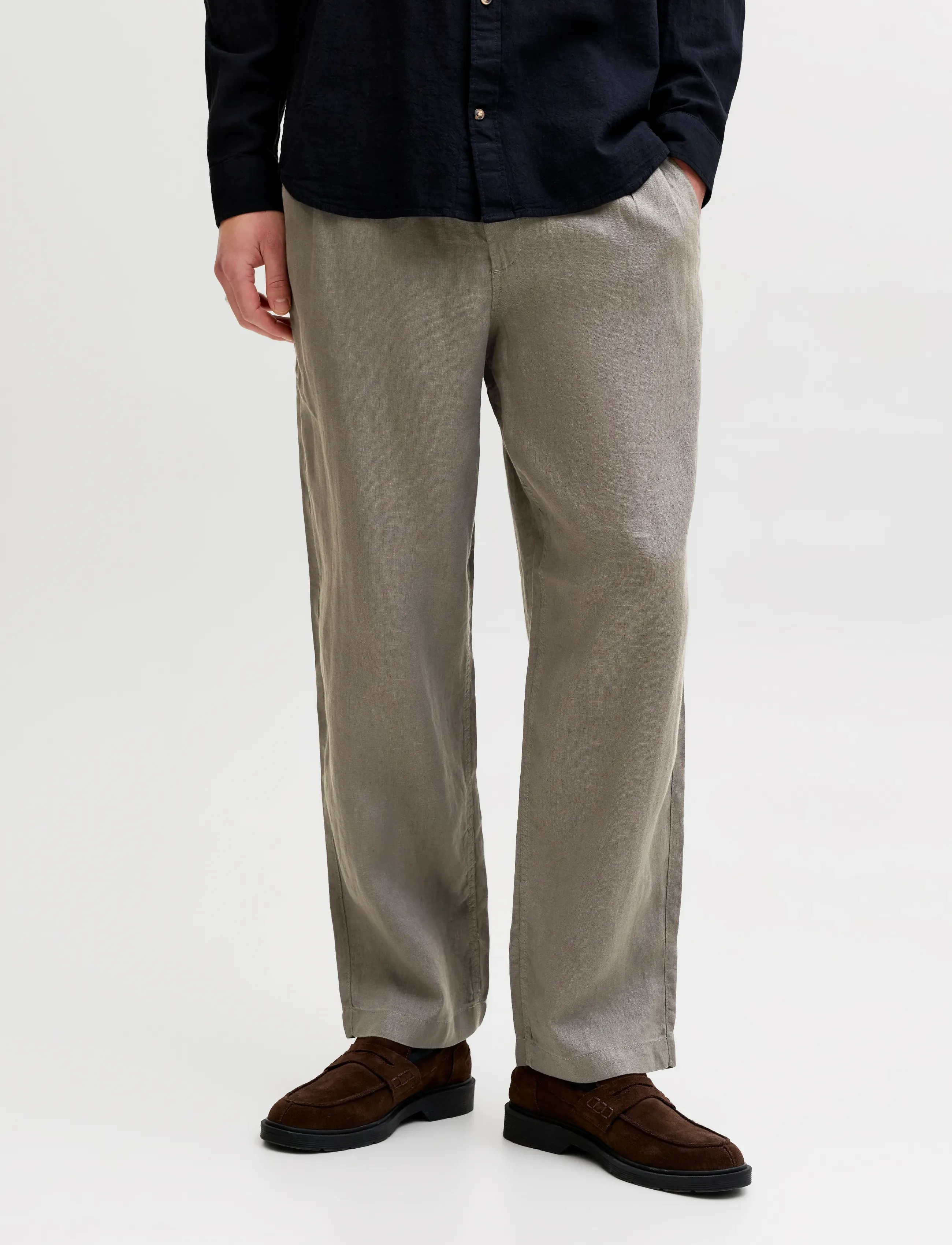Jack & Jones JPSTKARL LAWRENCE LINEN CHINO SN - Püksid - SMOKEY OLIVE / khaki/green