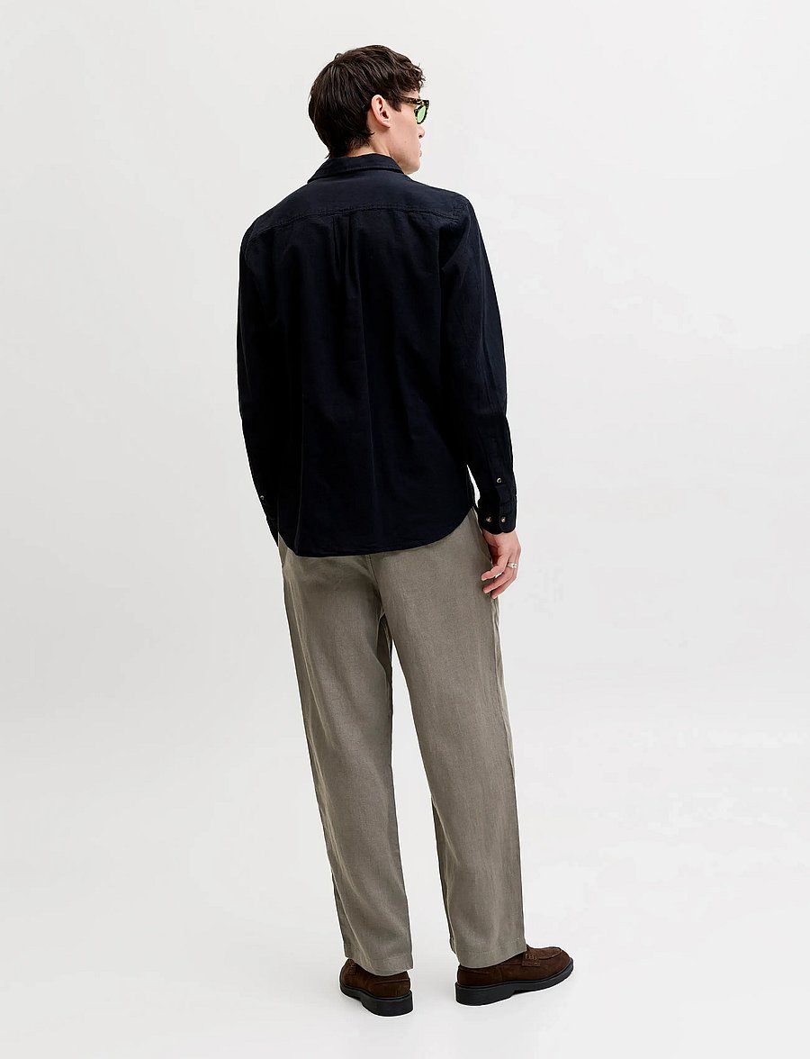 Jack & Jones - JPSTKARL LAWRENCE LINEN CHINO SN - hørbukser - smokey olive - 3