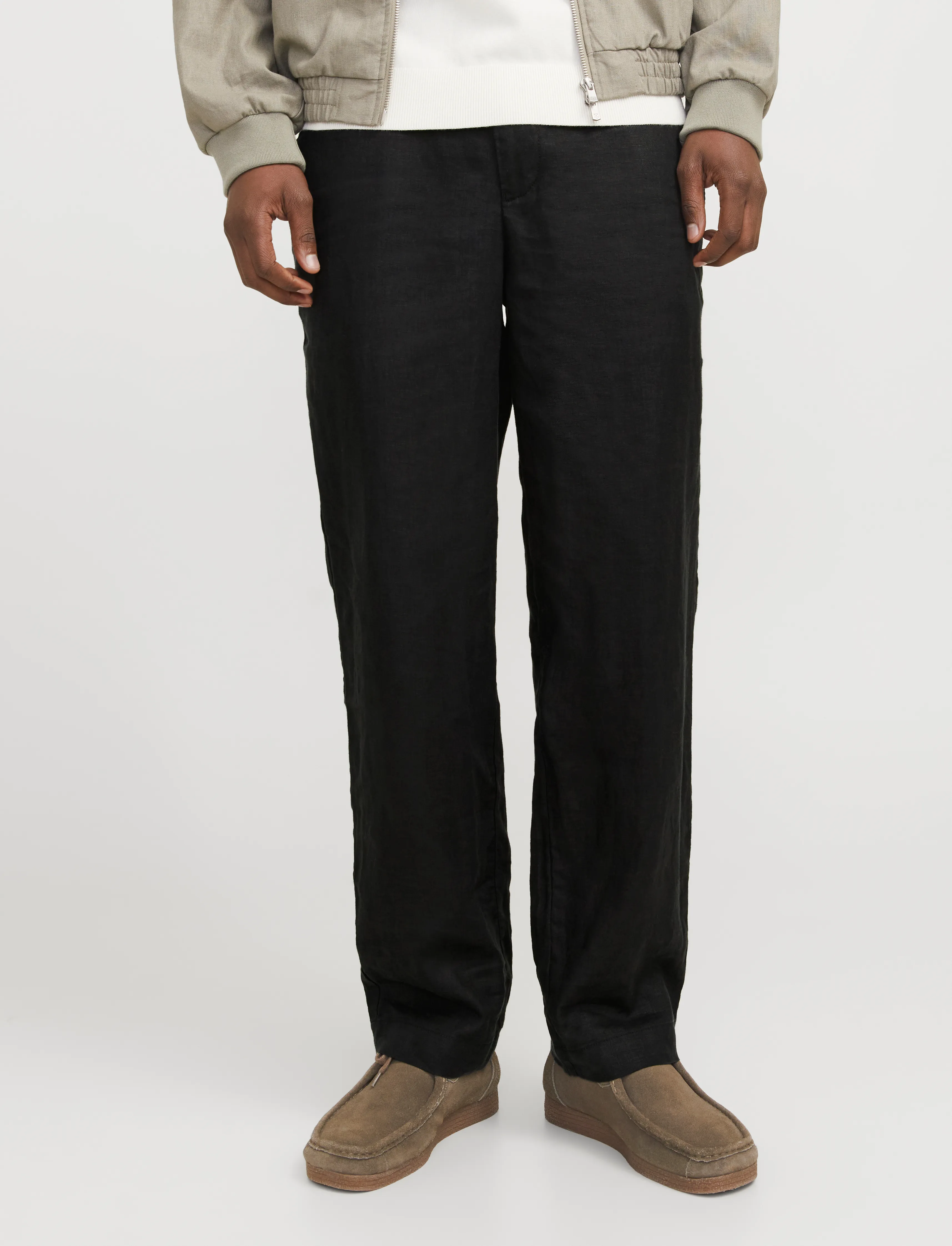 Jack & Jones JPSTKARL LAWRENCE LINEN CHINO SN - Püksid - TAP SHOE / black