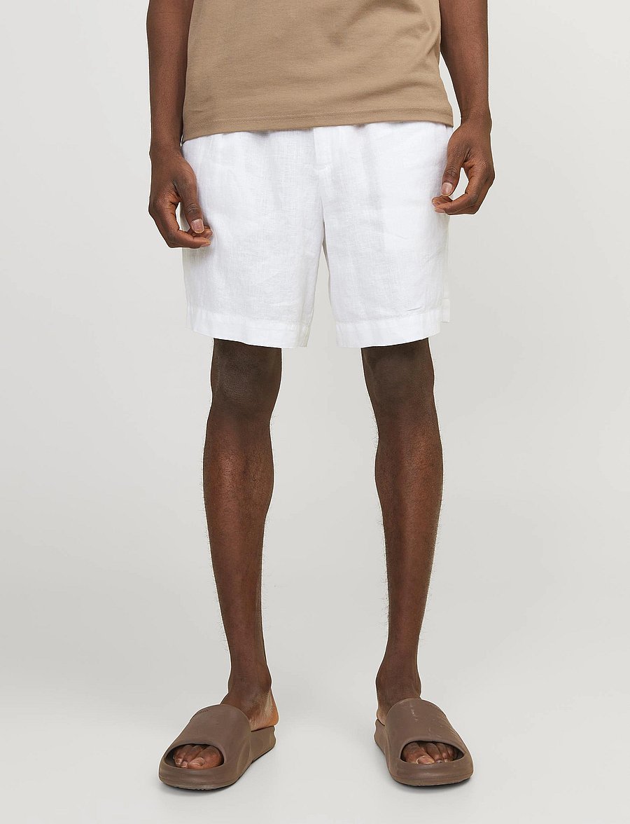 Jack & Jones - JPSTBILL LAWRENCE LINEN SHORTS SRT LN - leinen-shorts - bright white - 0