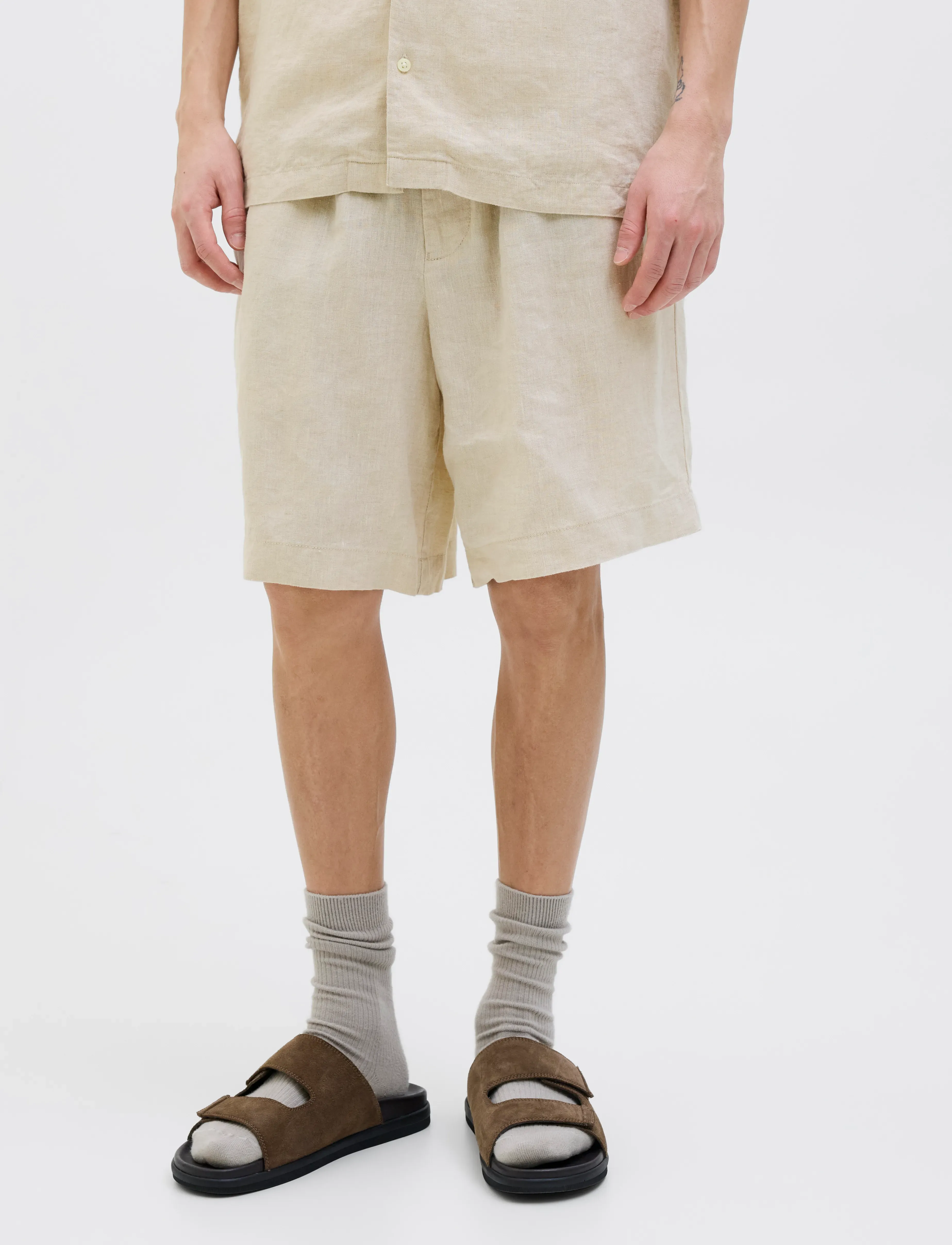 Jack & Jones - JPSTBILL LAWRENCE LINEN SHORTS SRT LN - shorts en lin - silver lining - 4