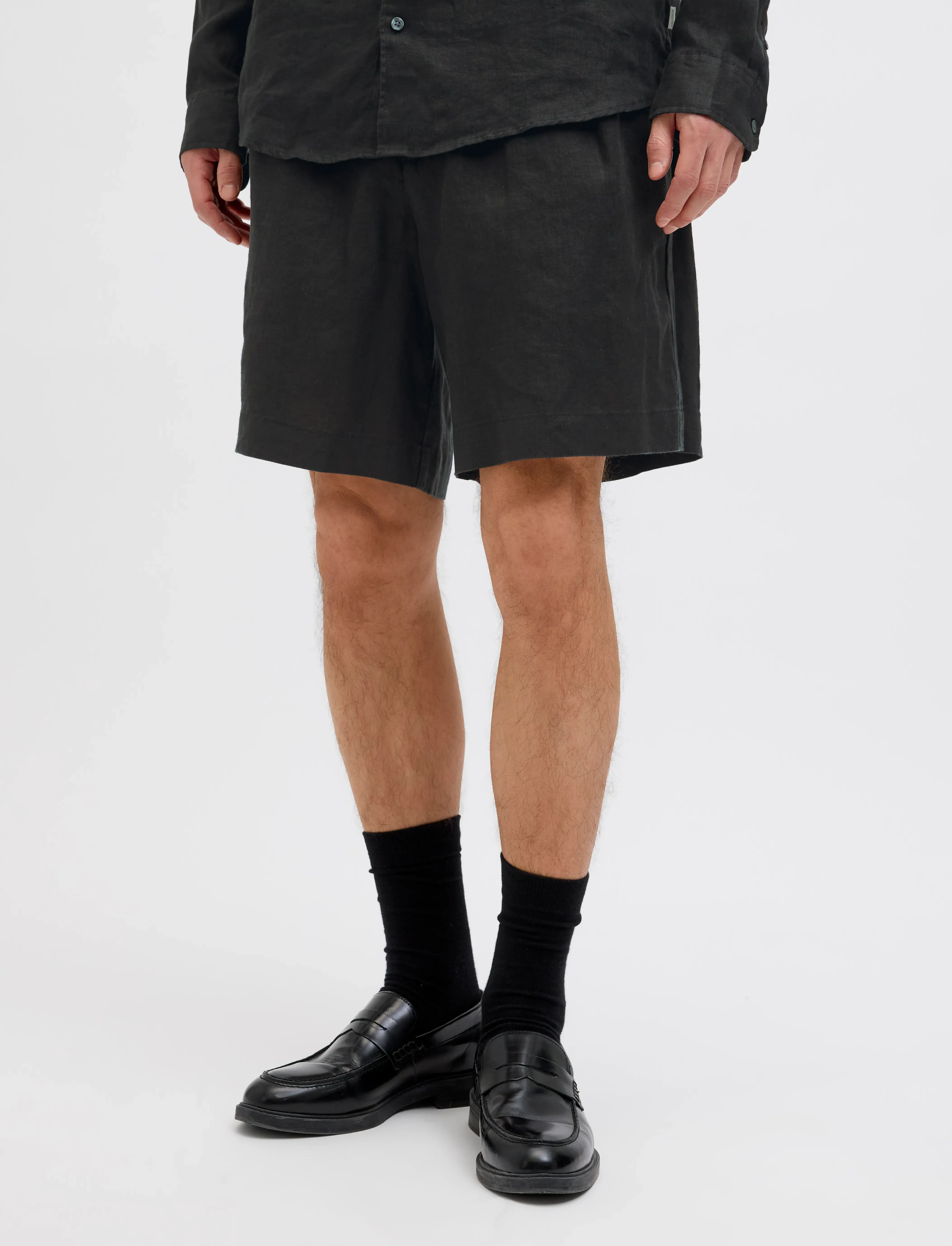 Jack & Jones Jpstbill Lawrence Linen Shorts Srt Ln, S, Black, Shorts > Afslappet, Herre