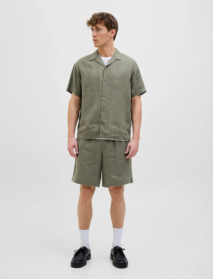 Jack & Jones - JPSTBILL LAWRENCE LINEN SHORTS SRT LN - linased lühikesed püksid - tea leaf - 0