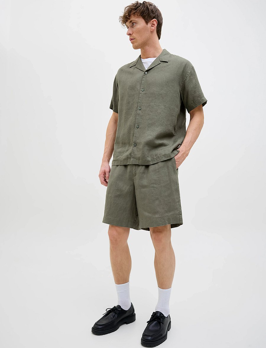 Jack & Jones - JPSTBILL LAWRENCE LINEN SHORTS SRT LN - linased lühikesed püksid - tea leaf - 4