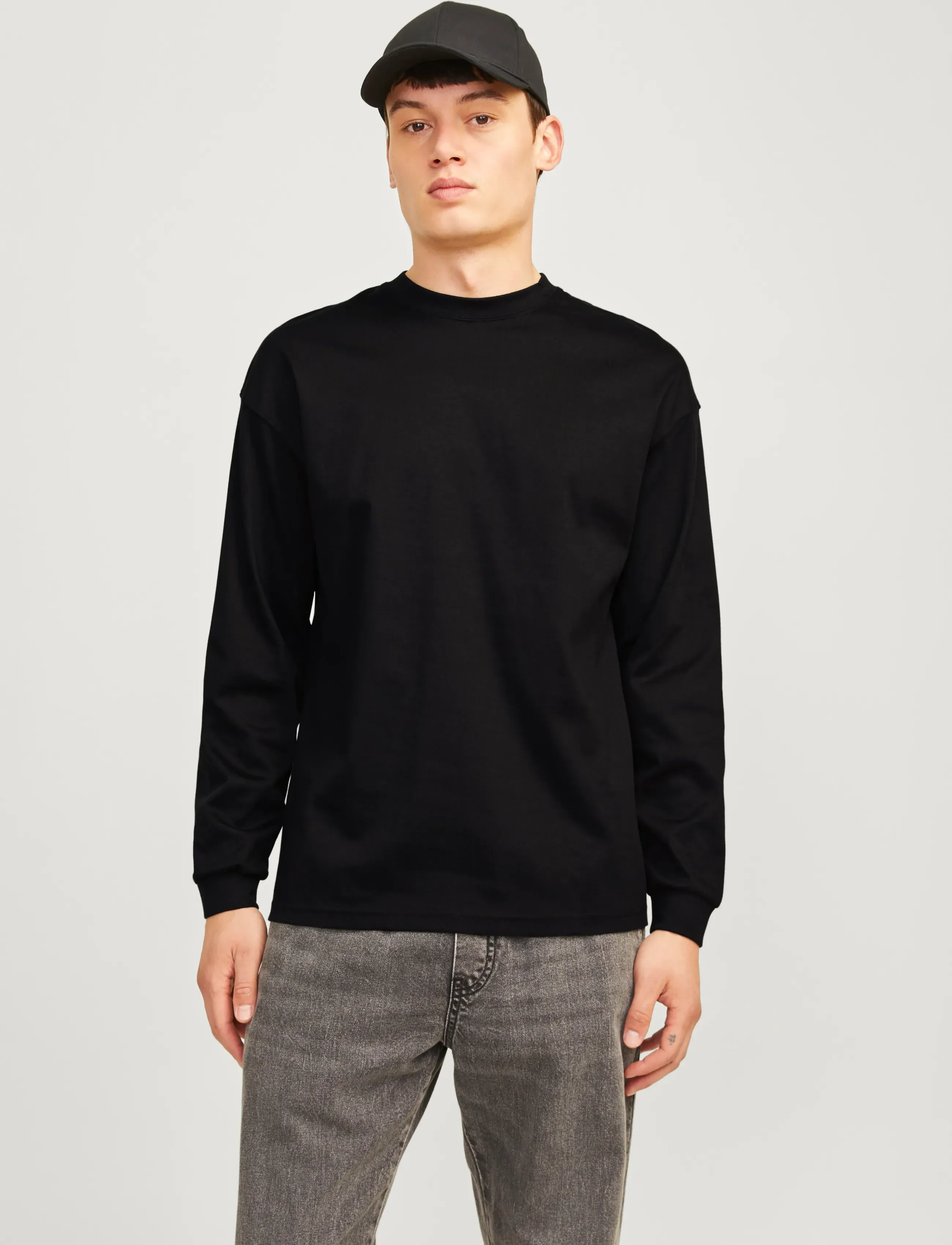 Jack & Jones JJEURBAN EDGE TEE LS O-NECK NOOS - Deals - BLACK / black