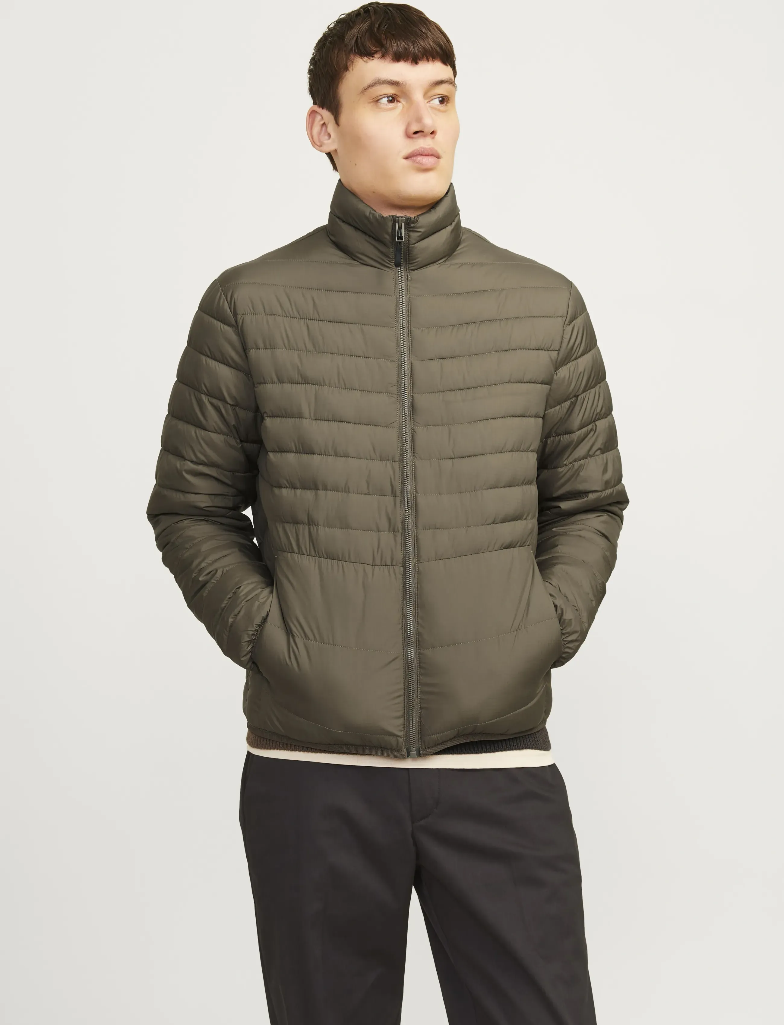 Jack & Jones JJESTATE PACKABLE PUFFER COLLAR NOOS - Forårsjakker - CANTEEN / khaki/green