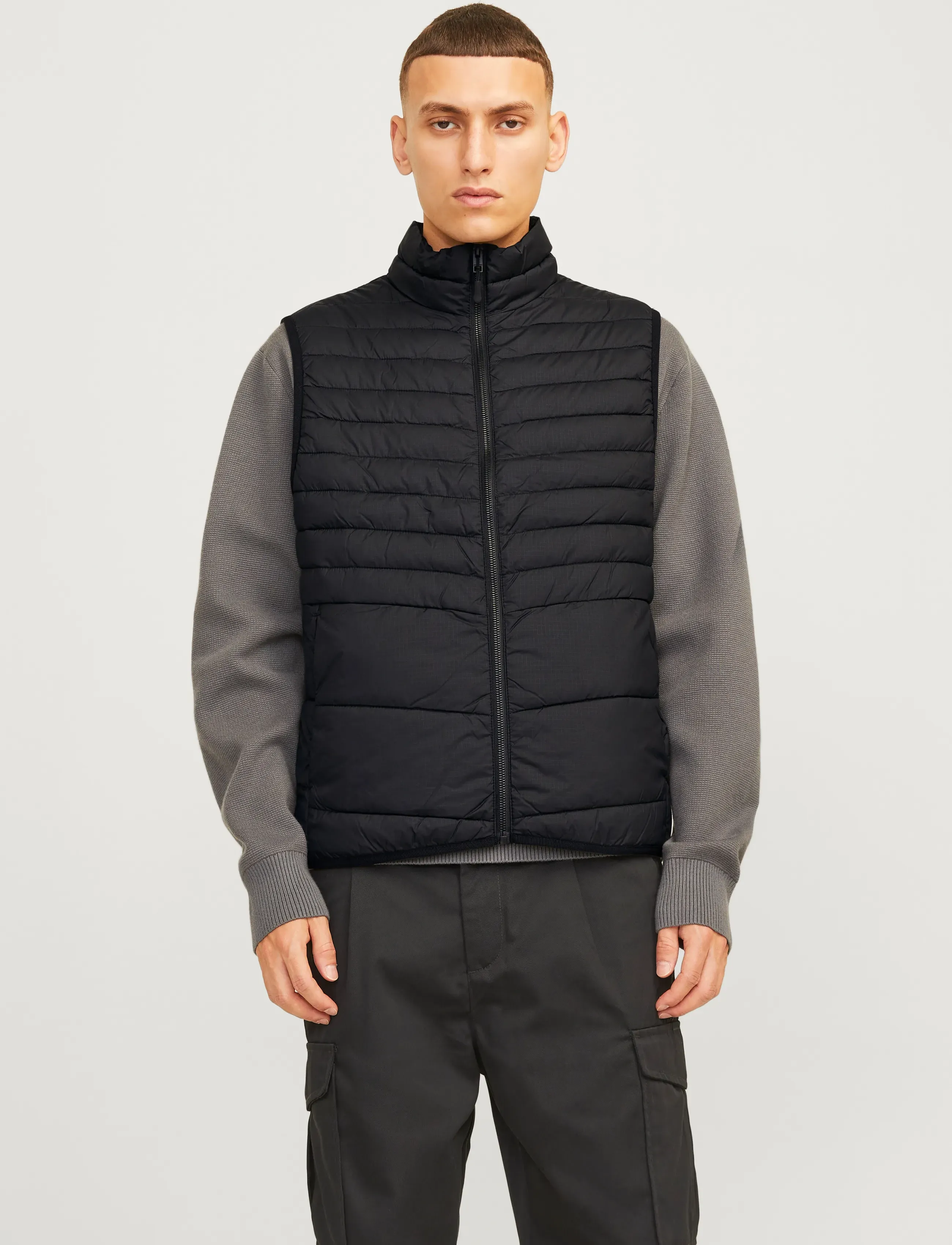 Jack & Jones Jjestate Packable Bw Collar Noos, S, Black, Overtøj > Veste, Herre