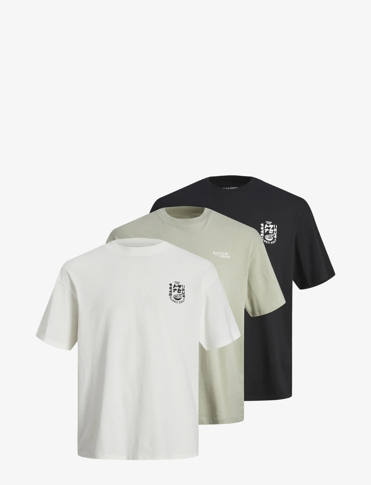 Jack & Jones - JJDIRK TEE SS CREW NECK 3PK MP - kortärmade t-shirts - black - 1