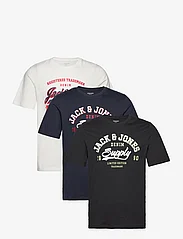Jack & Jones - JJELOGO TEE SS O-NECK 2 COL SS24 3PK MP - kortärmade t-shirts - black - 0