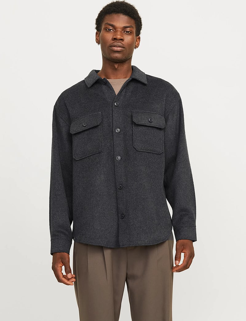 Jack & Jones - JJEBRADLEY OLLIE OVERSHIRT LS NOOS - flaneliniai marškiniai - black - 0