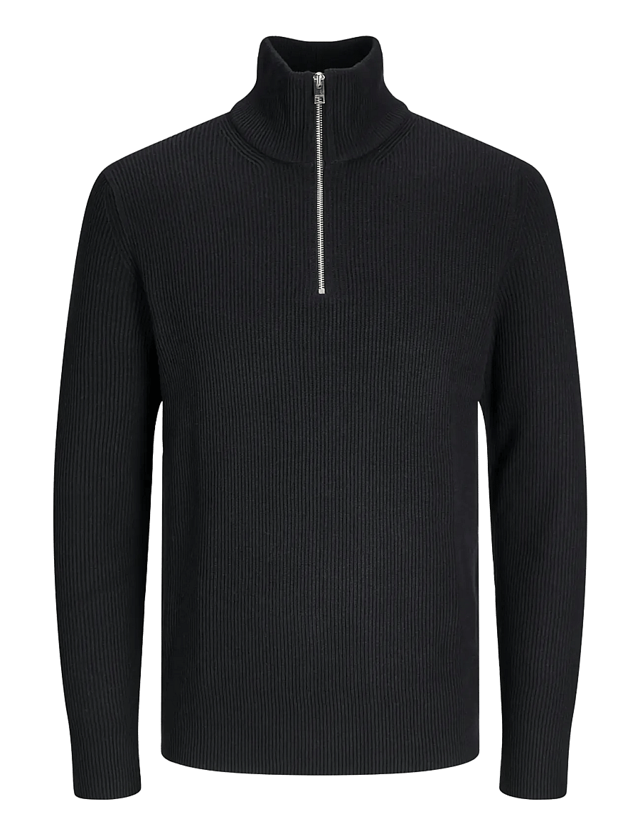 Jack & Jones - JJEPERFECT KNIT HALF ZIP SN - half zip jumpers - black - 1