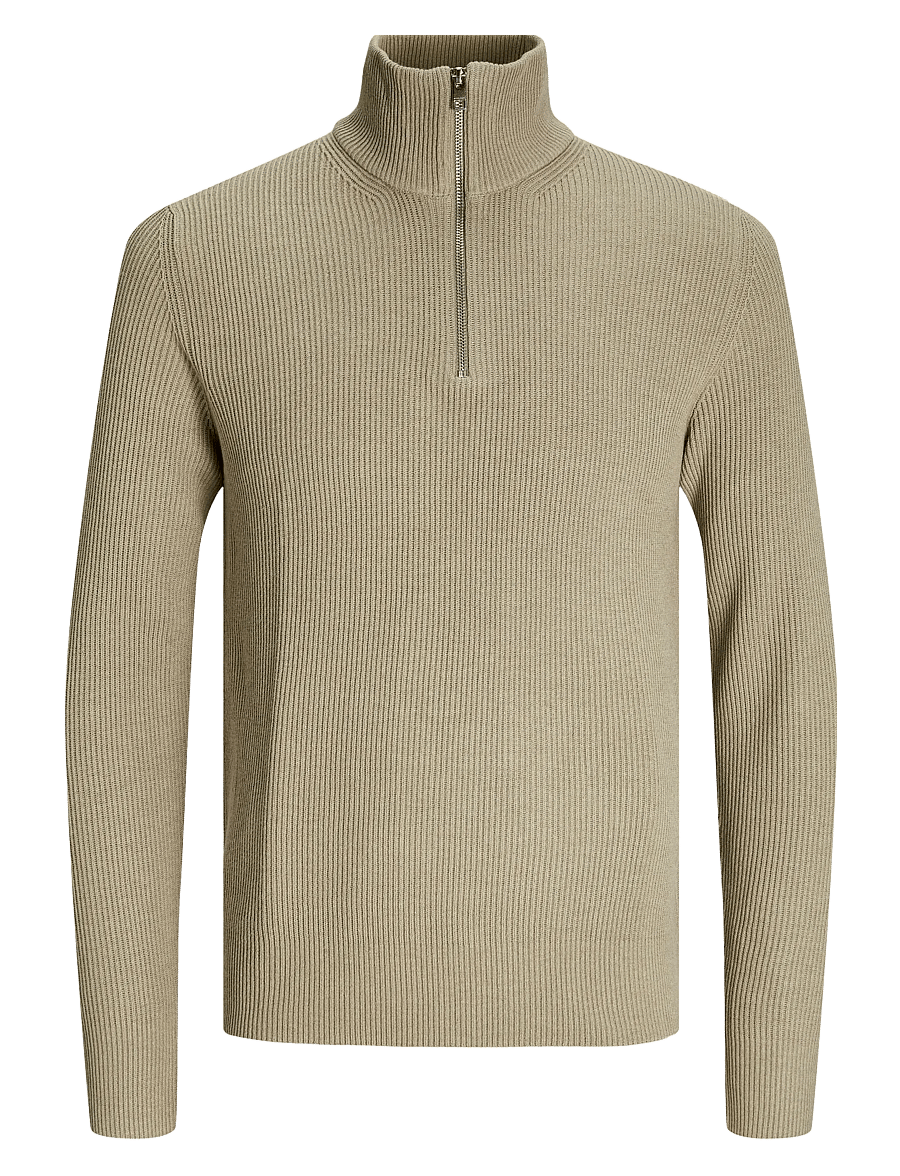 Jack & Jones - JJEPERFECT KNIT HALF ZIP SN - džemperiai su trumpu užtrauktuku - crockery - 1
