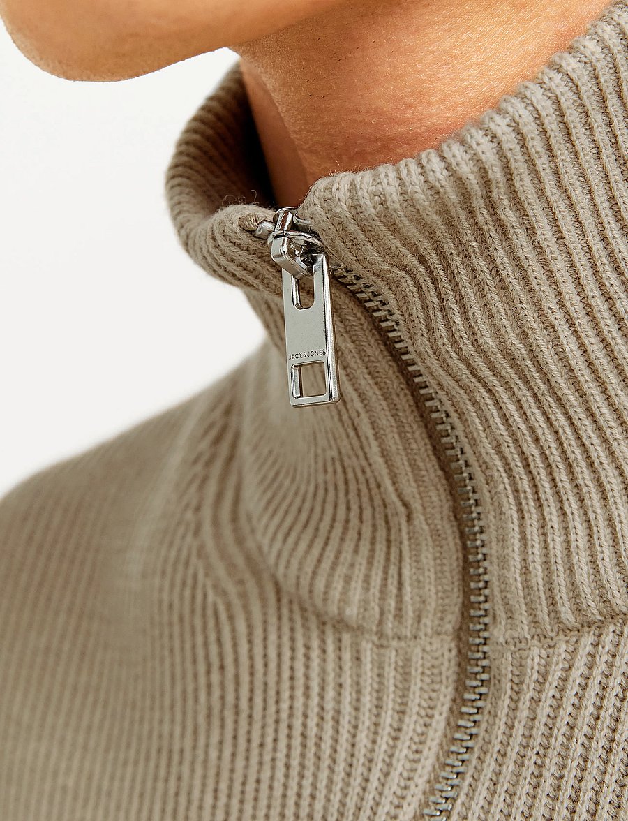 Jack & Jones - JJEPERFECT KNIT HALF ZIP SN - džemperiai su trumpu užtrauktuku - crockery - 3