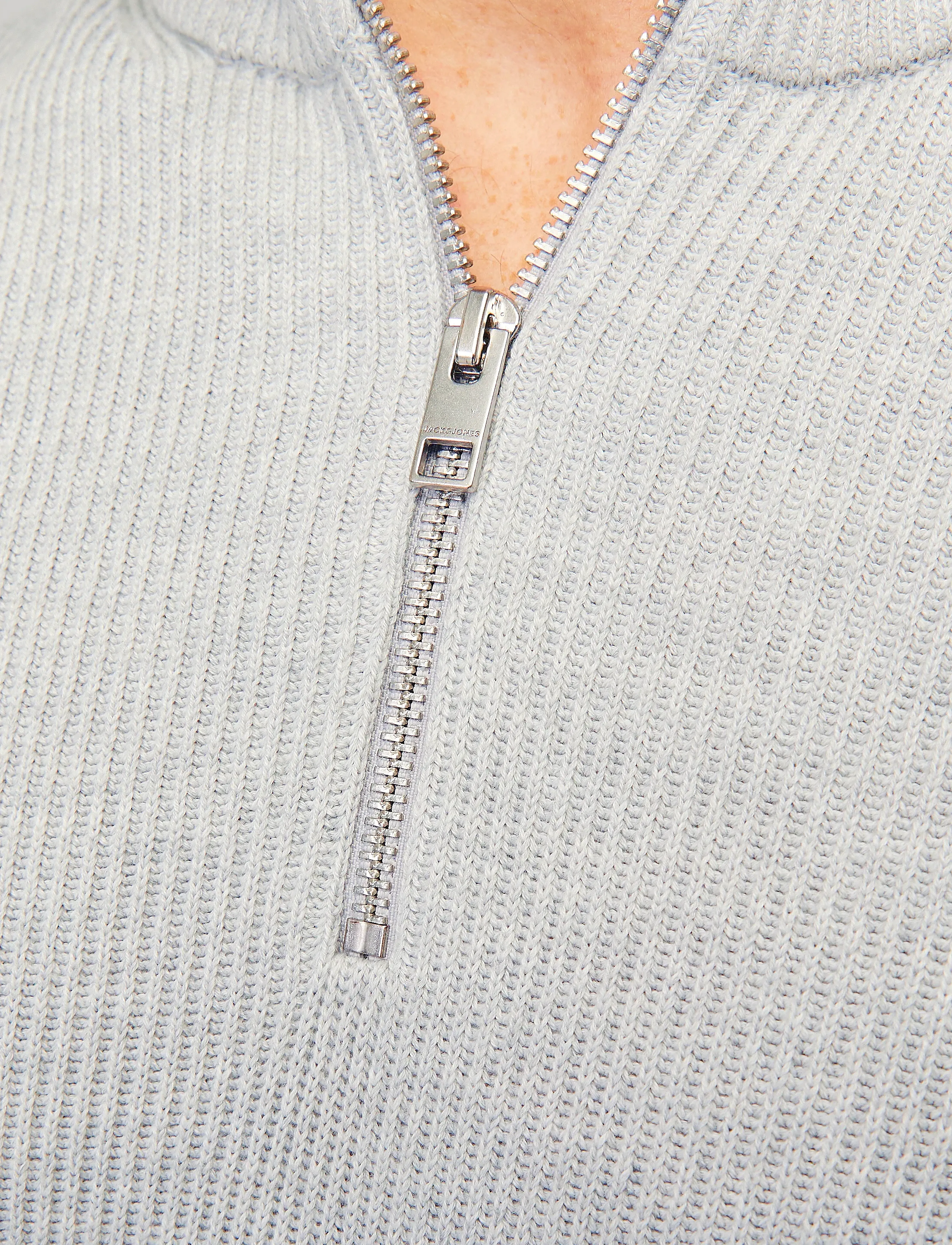 Jack & Jones - JJEPERFECT KNIT HALF ZIP SN - menn - light grey melange - 4