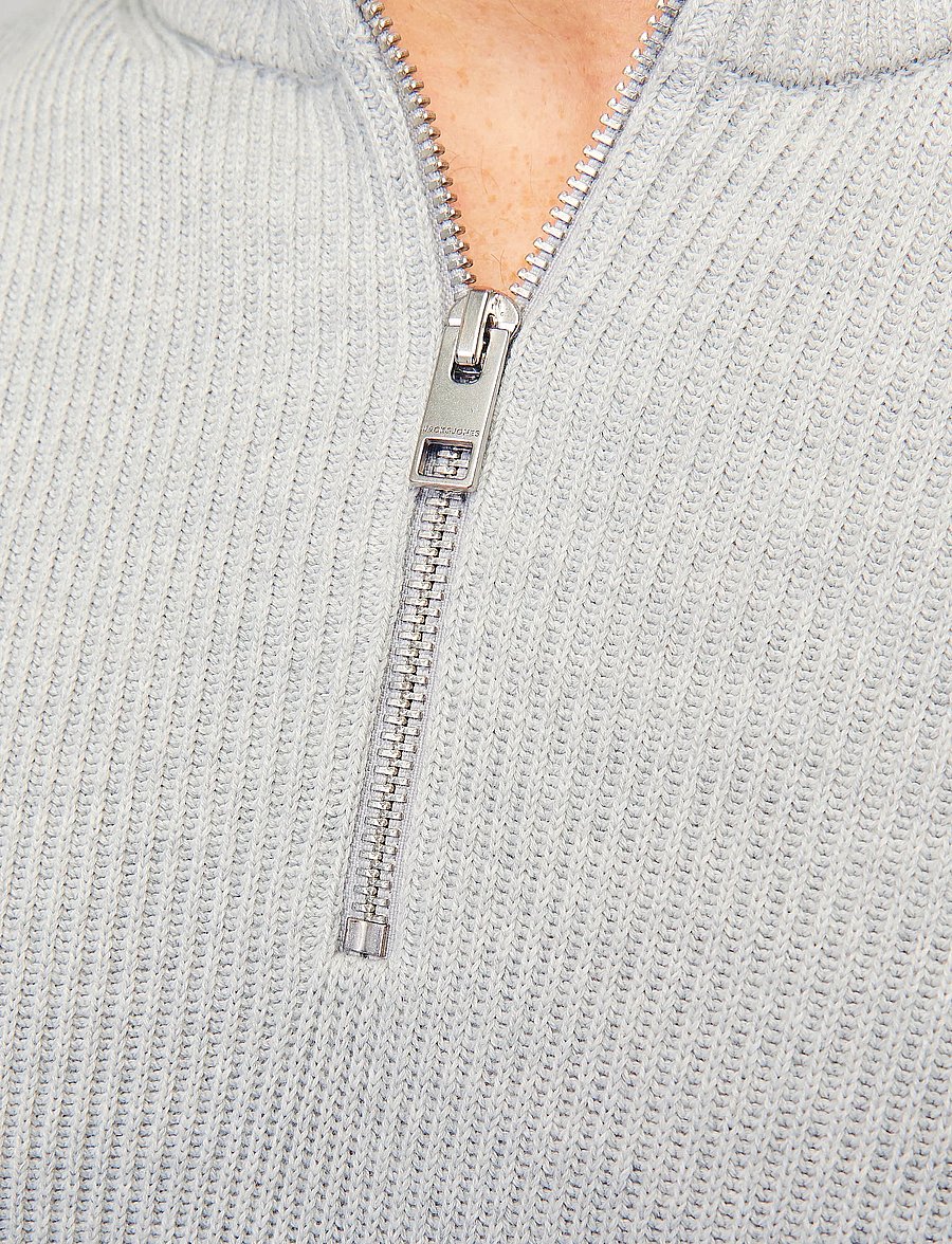 Jack & Jones - JJEPERFECT KNIT HALF ZIP SN - pullover mit halbem reißverschluss - light grey melange - 4