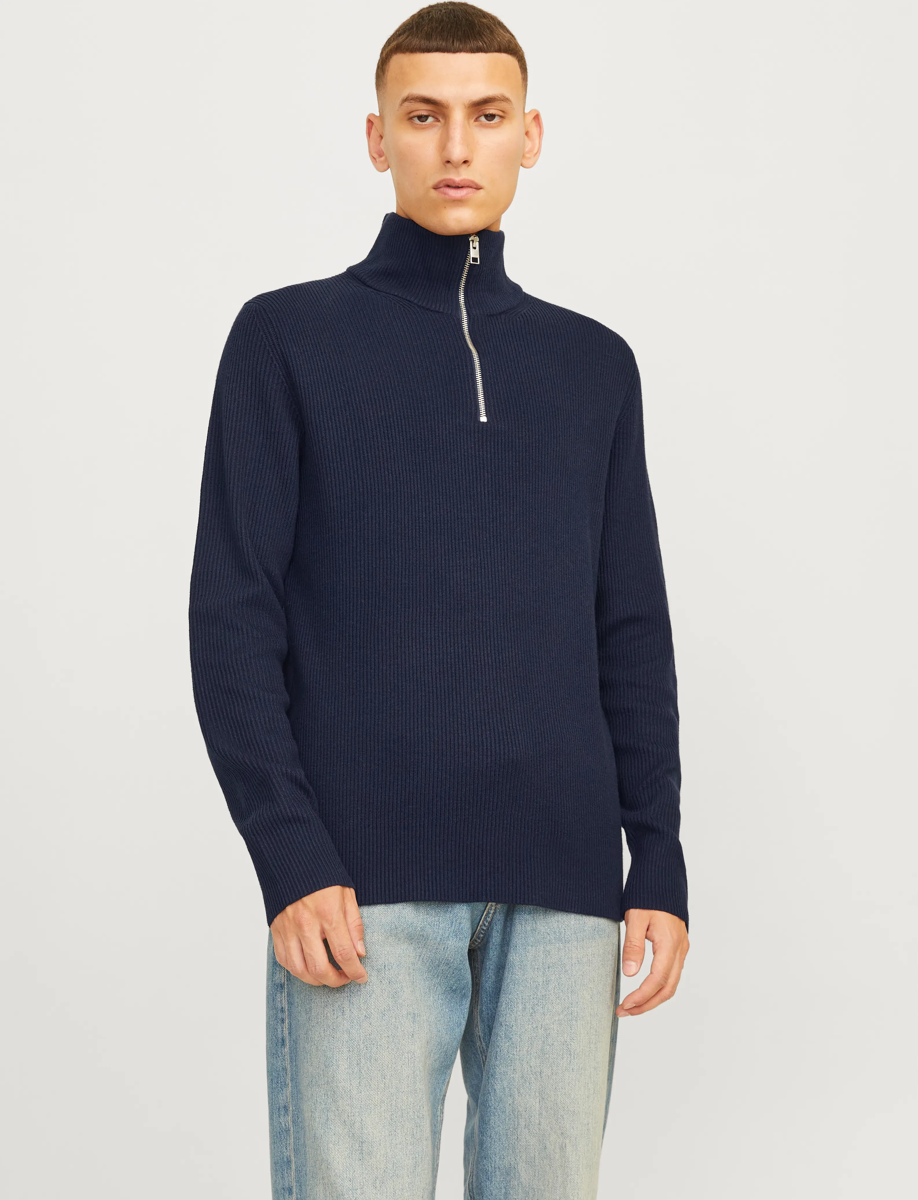 Jack & Jones JJEPERFECT KNIT HALF ZIP SN - Kollektionen - SKY CAPTAIN / navy